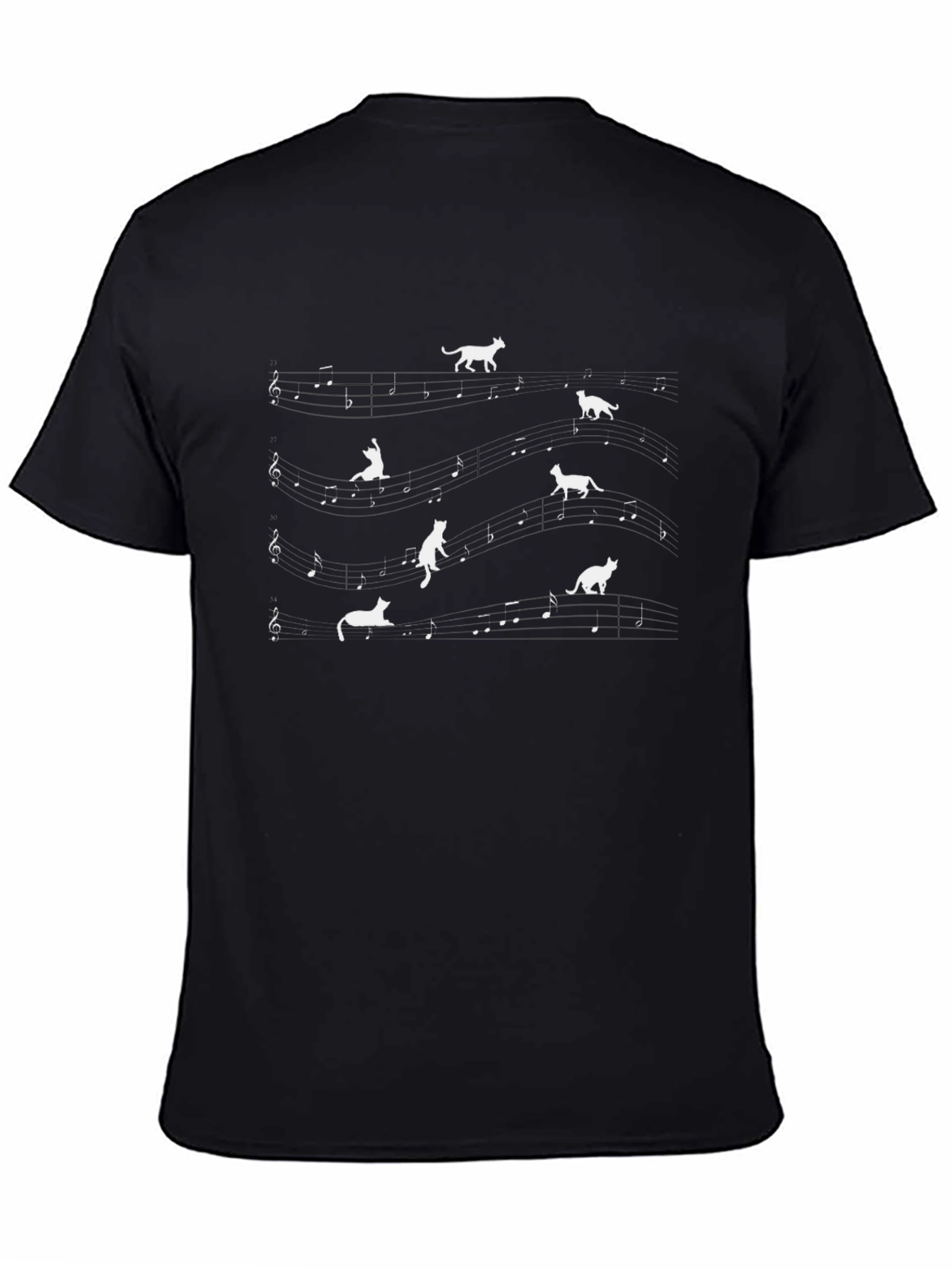 Black Musical Cats Graphic T-Shirt - Black view 4