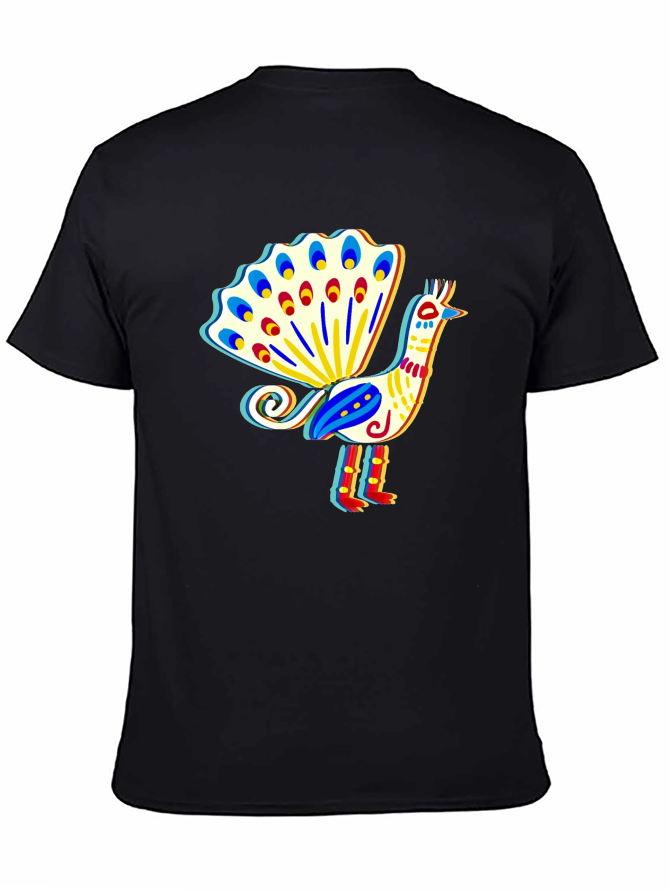 Black Peacock Graphic T-Shirt - Stylish Bird Design view 4