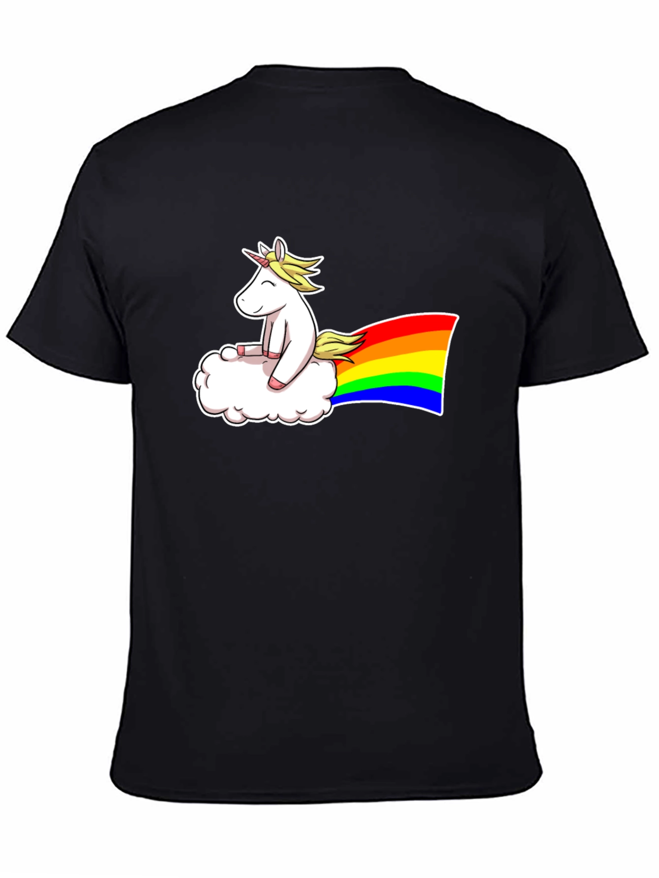 Black Unicorn Cloud Rainbow Graphic T-Shirt view 4