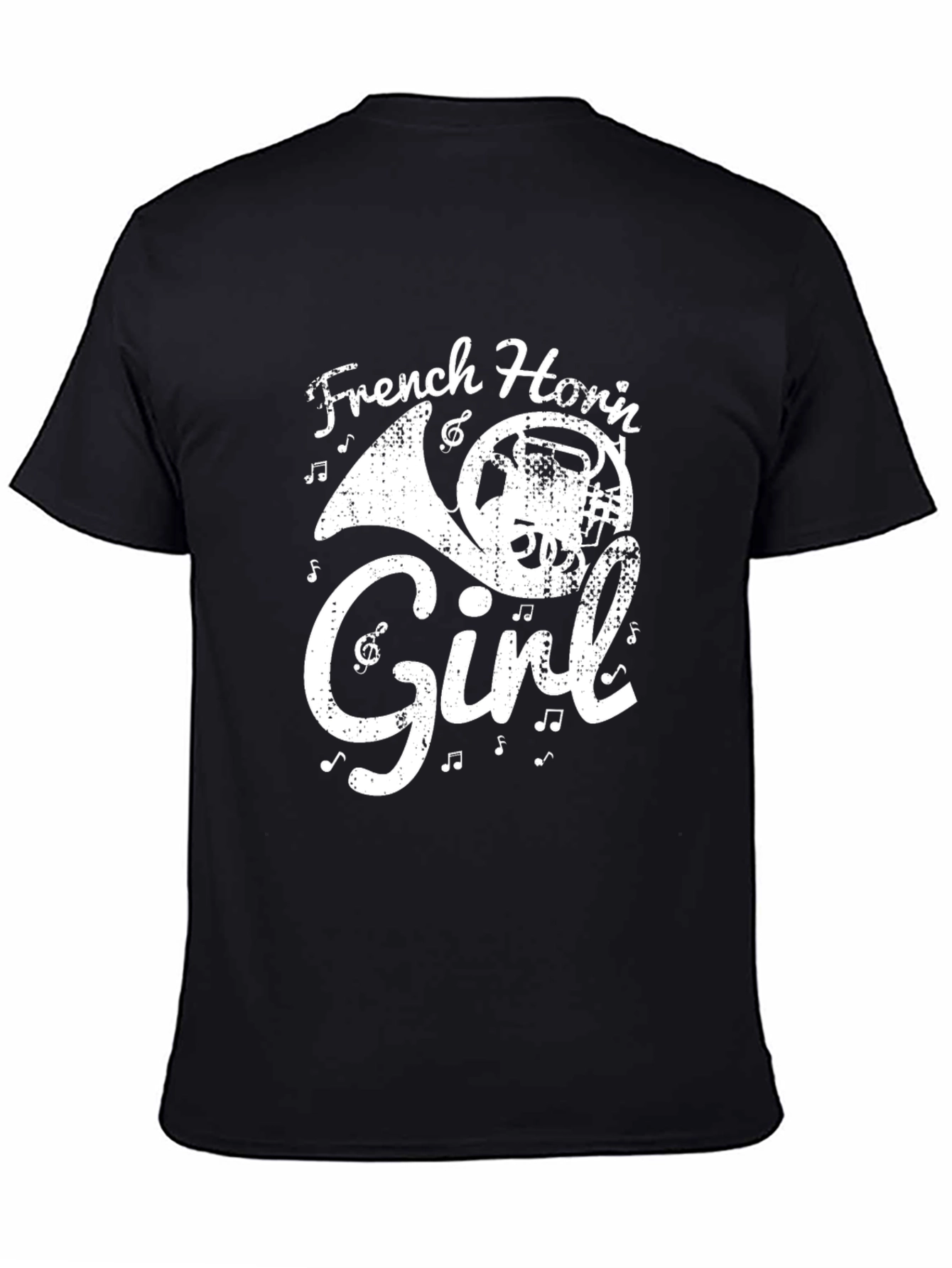Black French Horn Girl Graphic Tee view 4