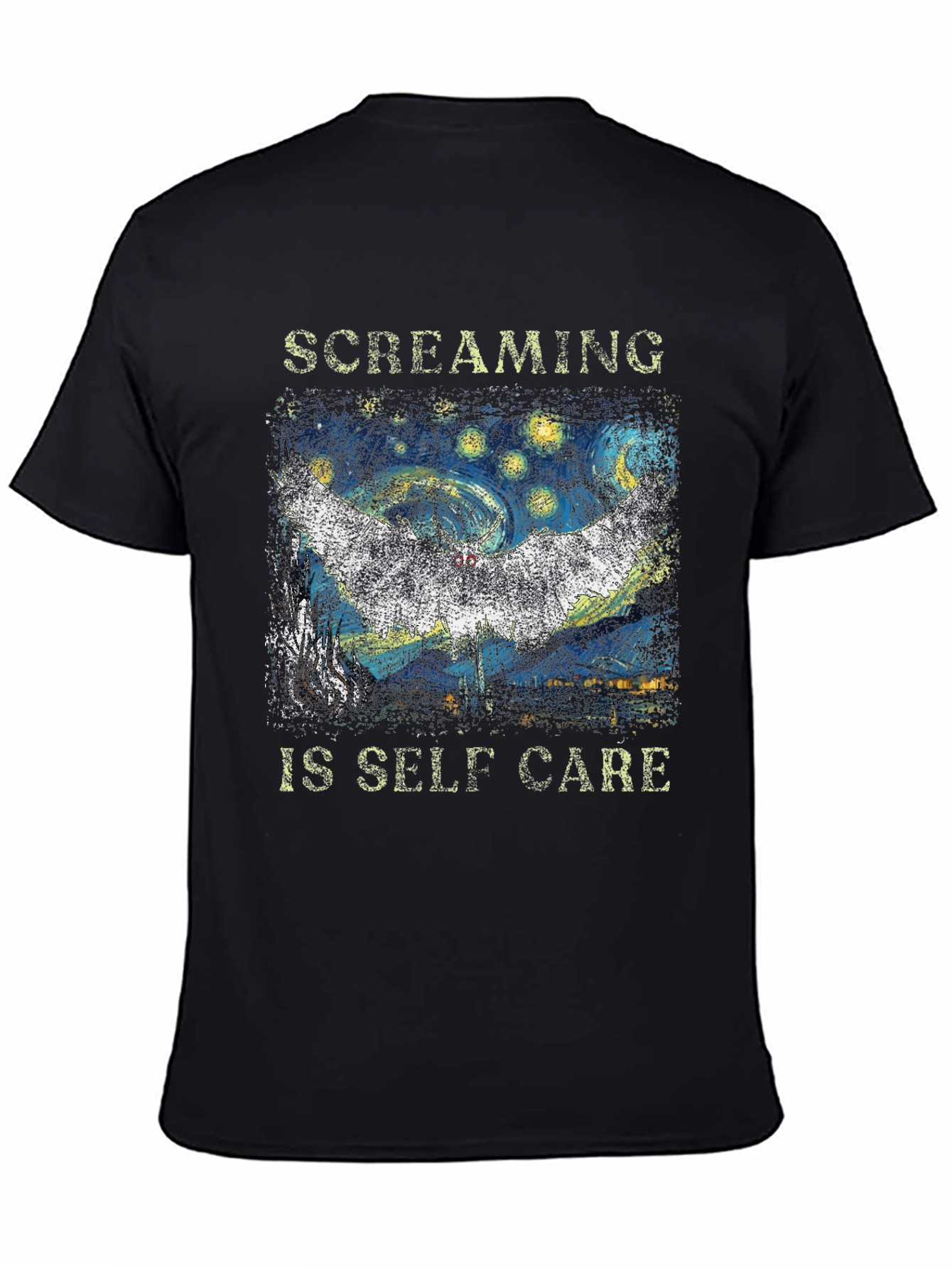 Black Screaming Is Self Care Graphic T-Shirt view 4