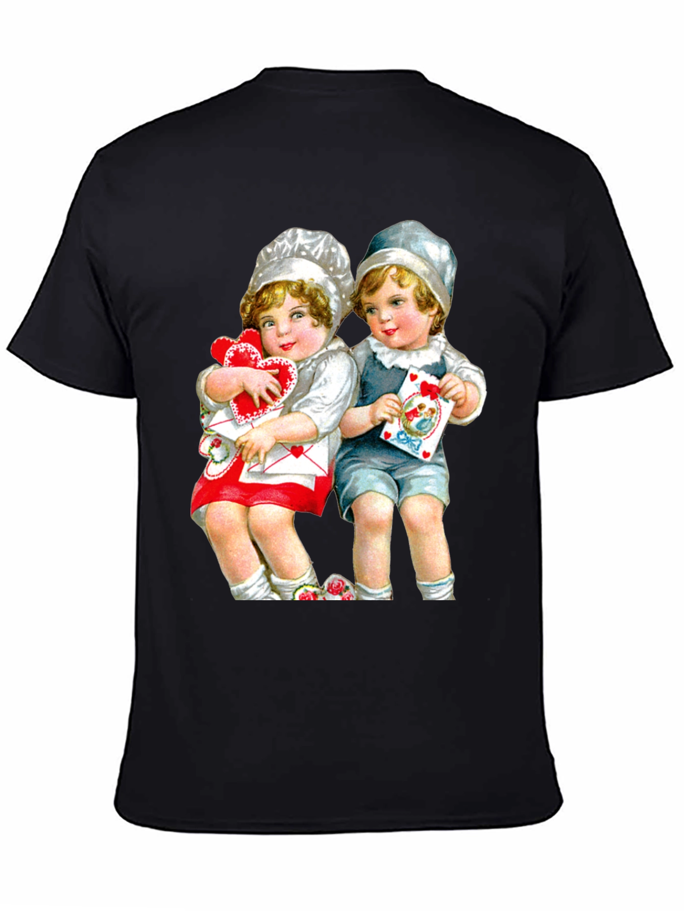 Black Vintage Valentine's Day Kids Graphic T-Shirt view 4
