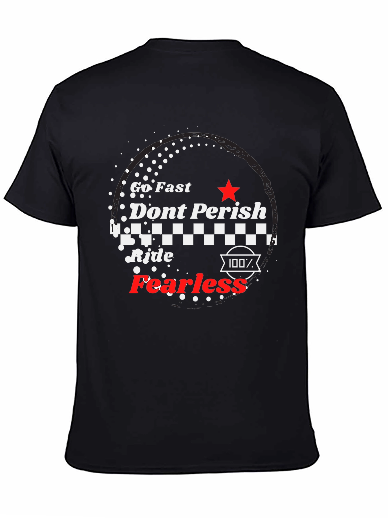 Black Go Fast Fearless Ride Black Graphic Tee view 4