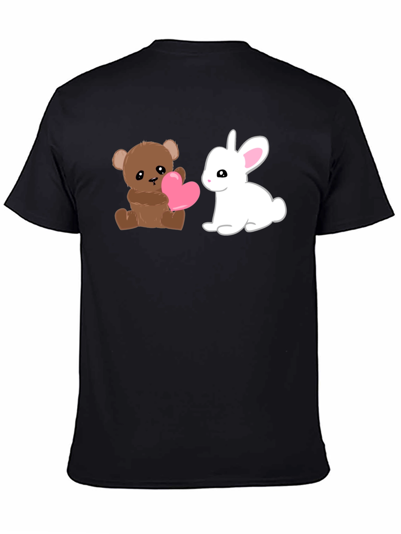 Black Cute Cartoon Animals Graphic T-Shirt view 4