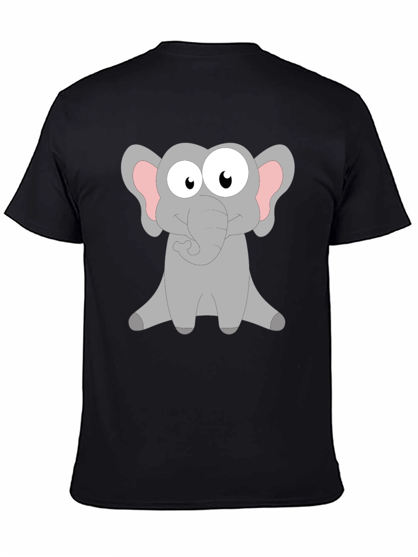 Black Cute Elephant Graphic Tee - Soft Cotton Blend view 4