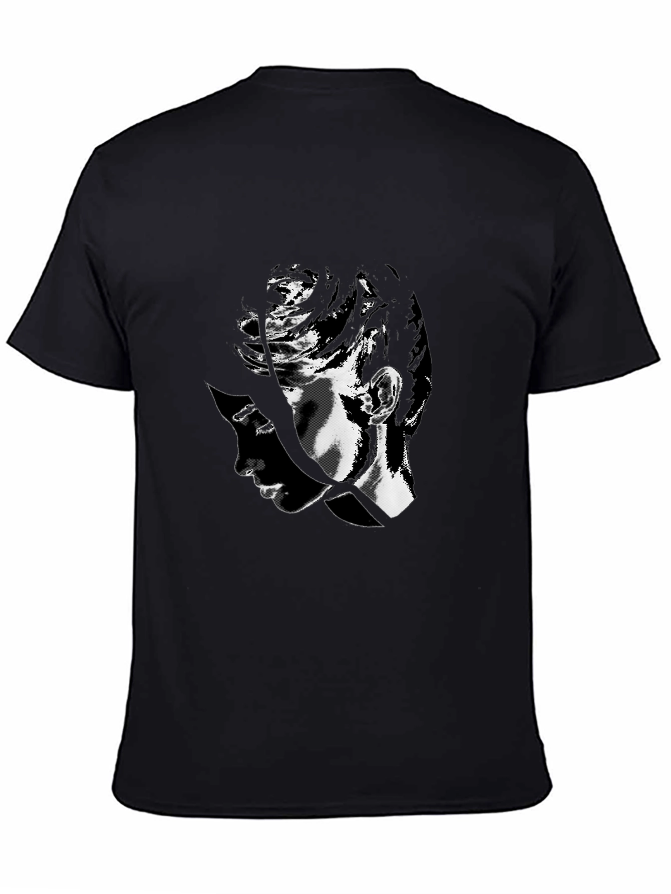 Black Abstract Face Graphic Tee - Black Cotton Casual Shirt view 4