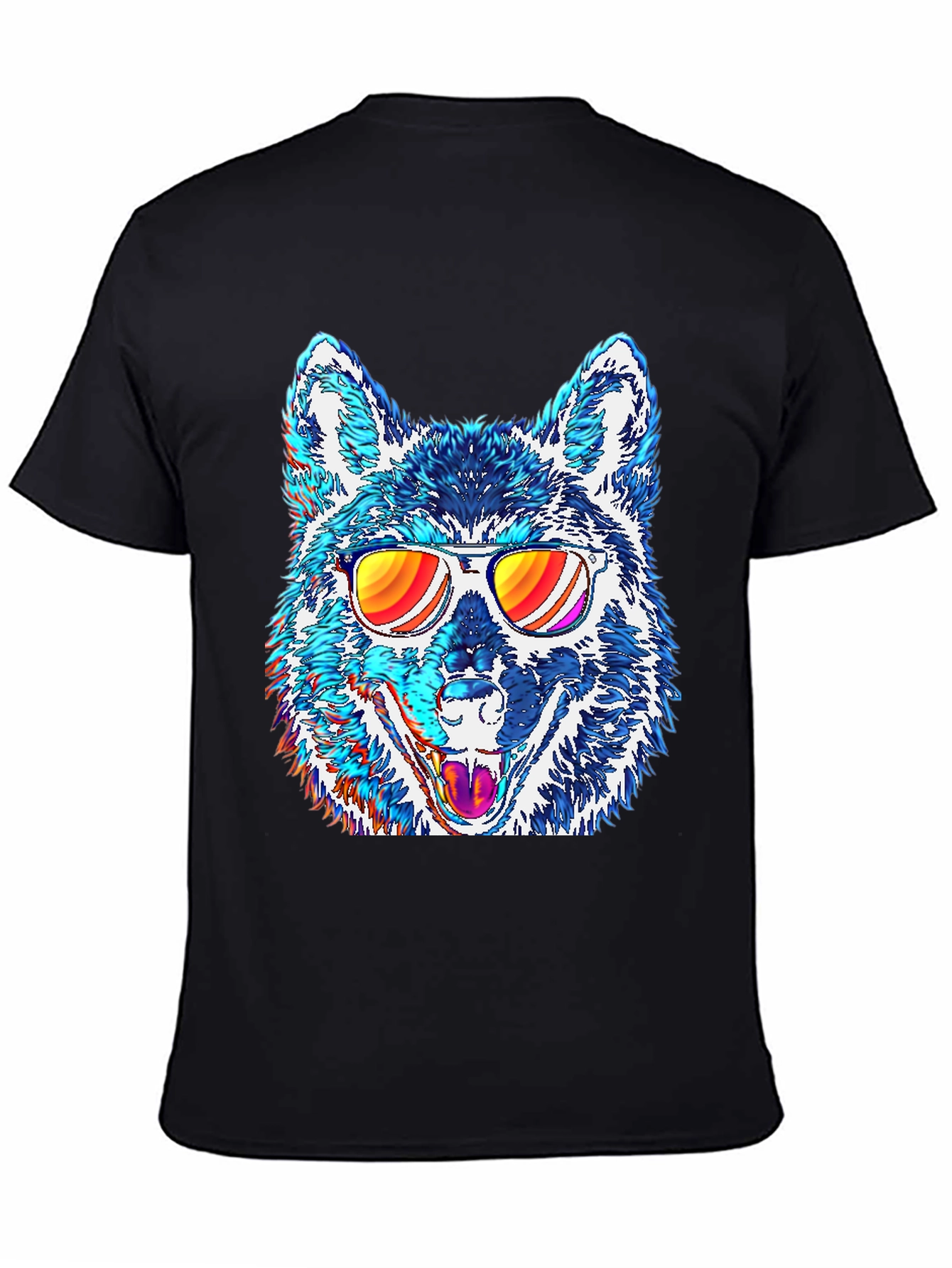 Black Cool Wolf Graphic Tee view 4