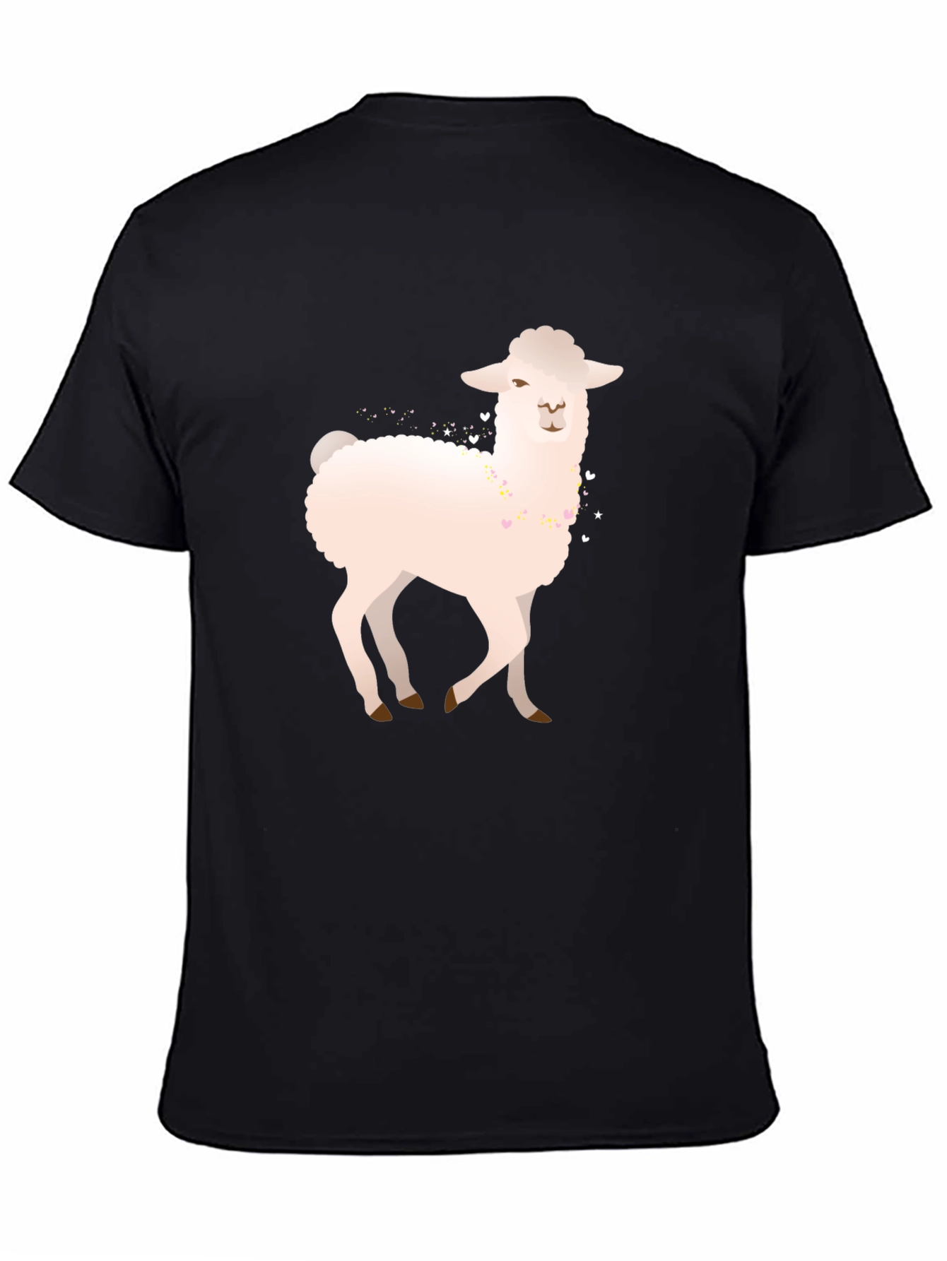 Black Llama Graphic Tee - Black Cotton Blend Casual Shirt view 4