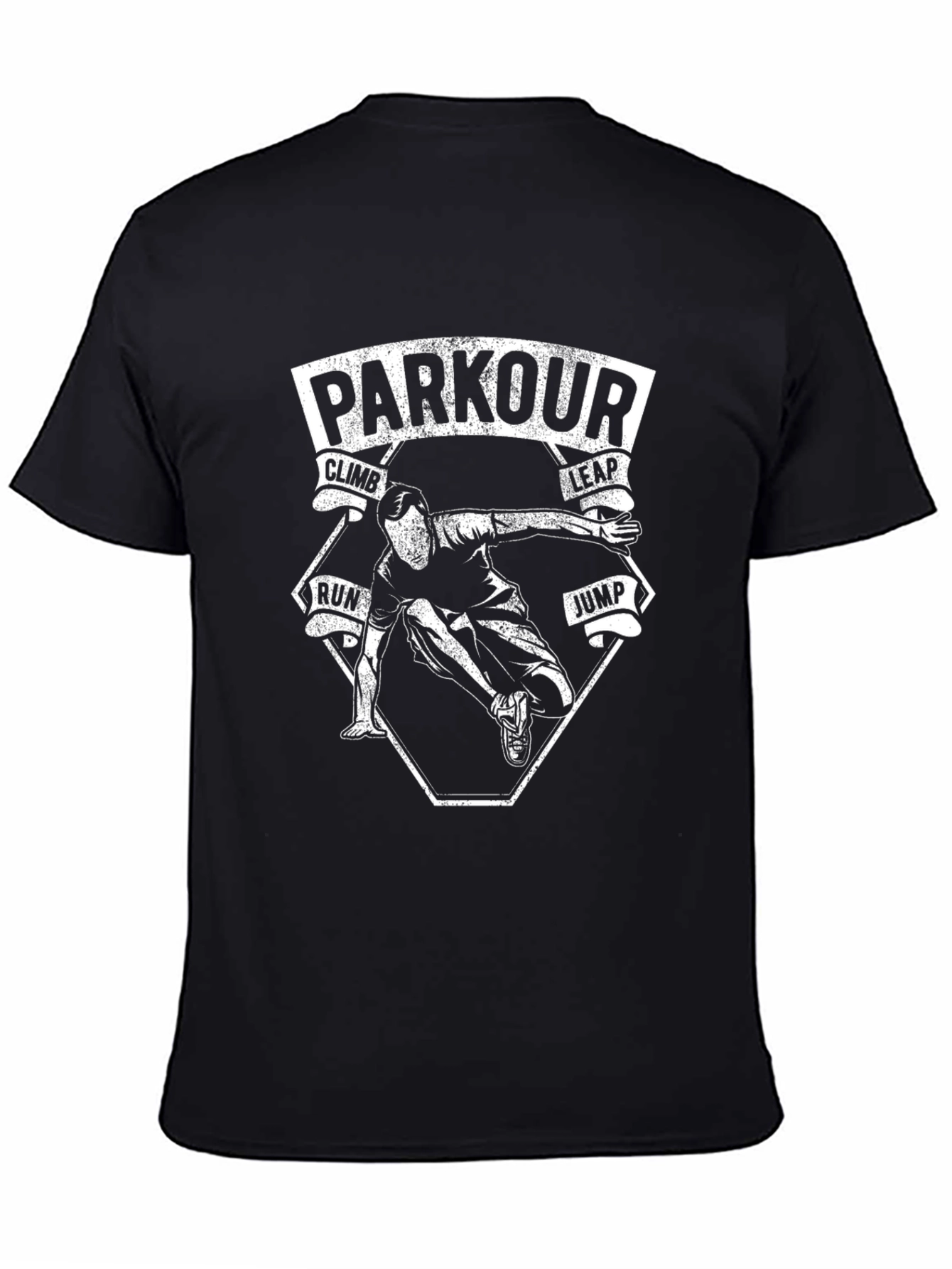 Black Parkour T-Shirt - Climb, Leap, Run & Jump view 4