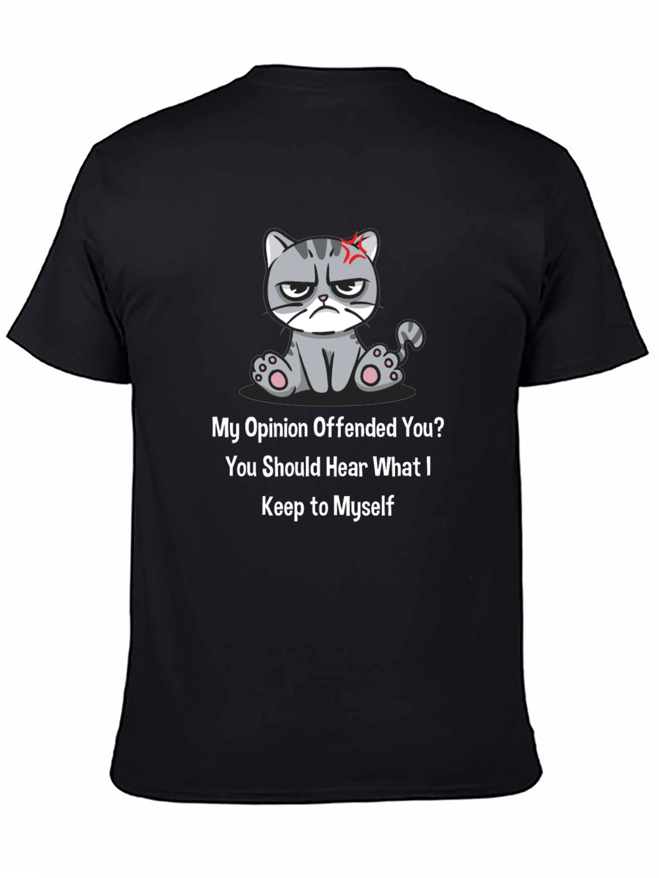 Black Grumpy Cat Opinion T-Shirt - Sarcastic Humor view 4
