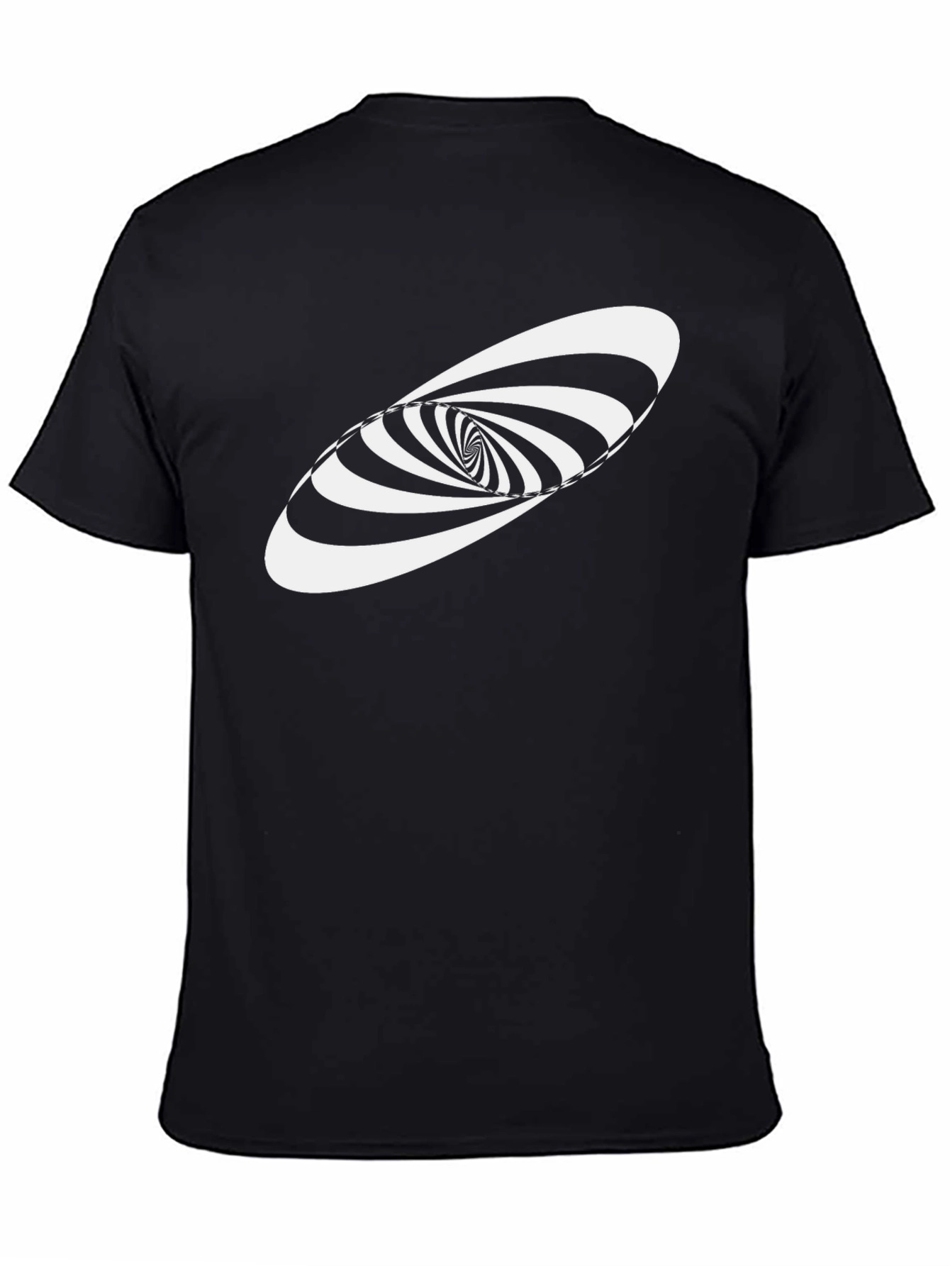 Black Optical Illusion Swirl Graphic Tee - Black Cotton view 4