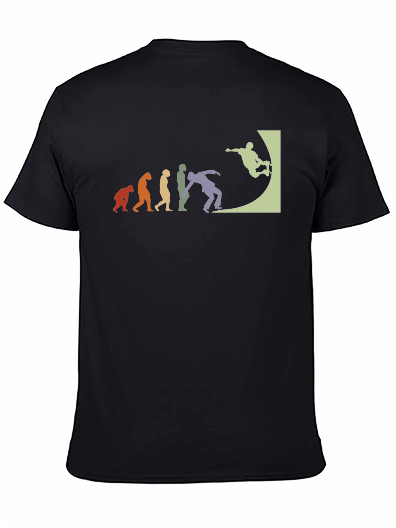 Black Skate Evolution T-Shirt - Black Cotton Tee view 4
