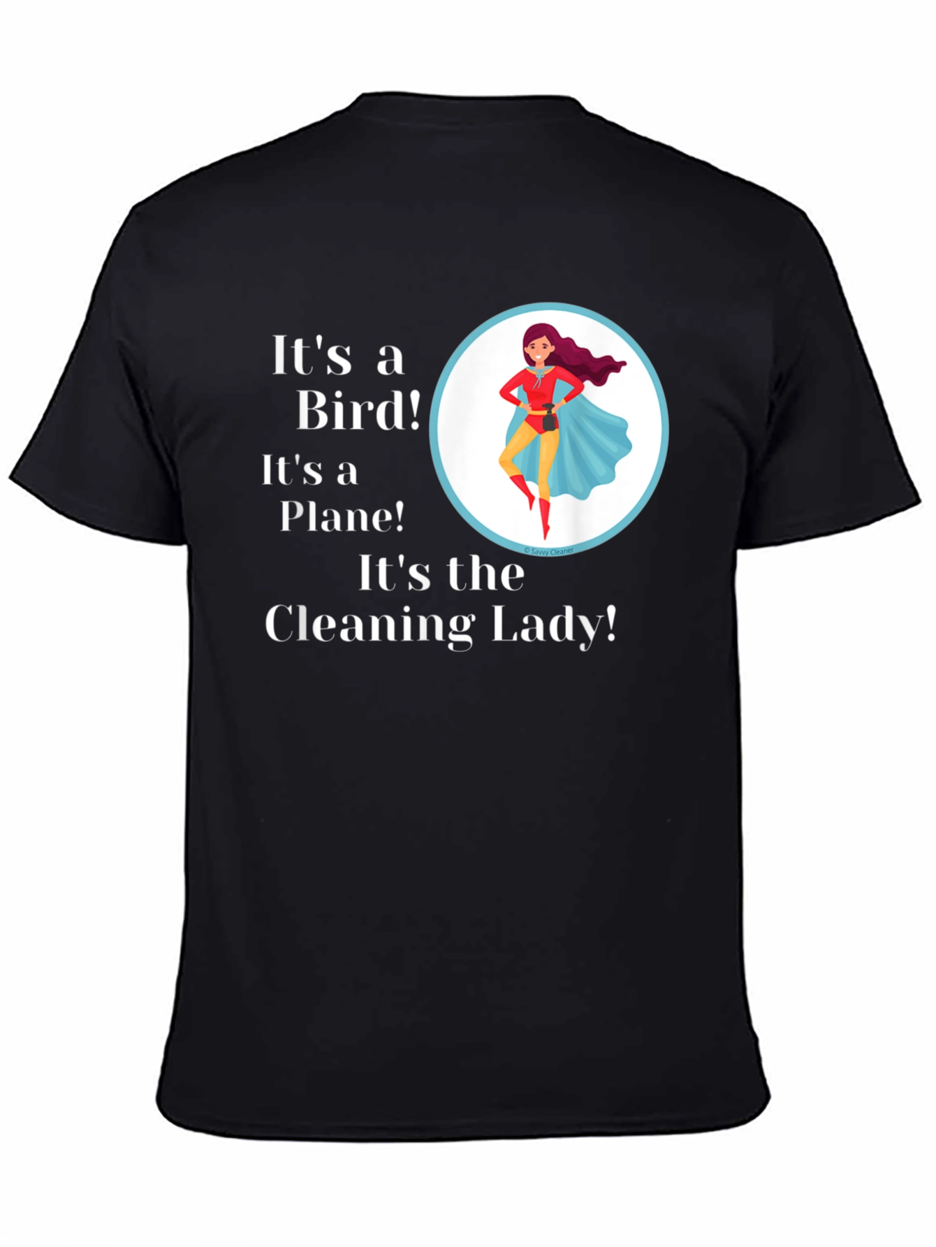 Black Funny Cleaning Lady Superhero T-Shirt view 4