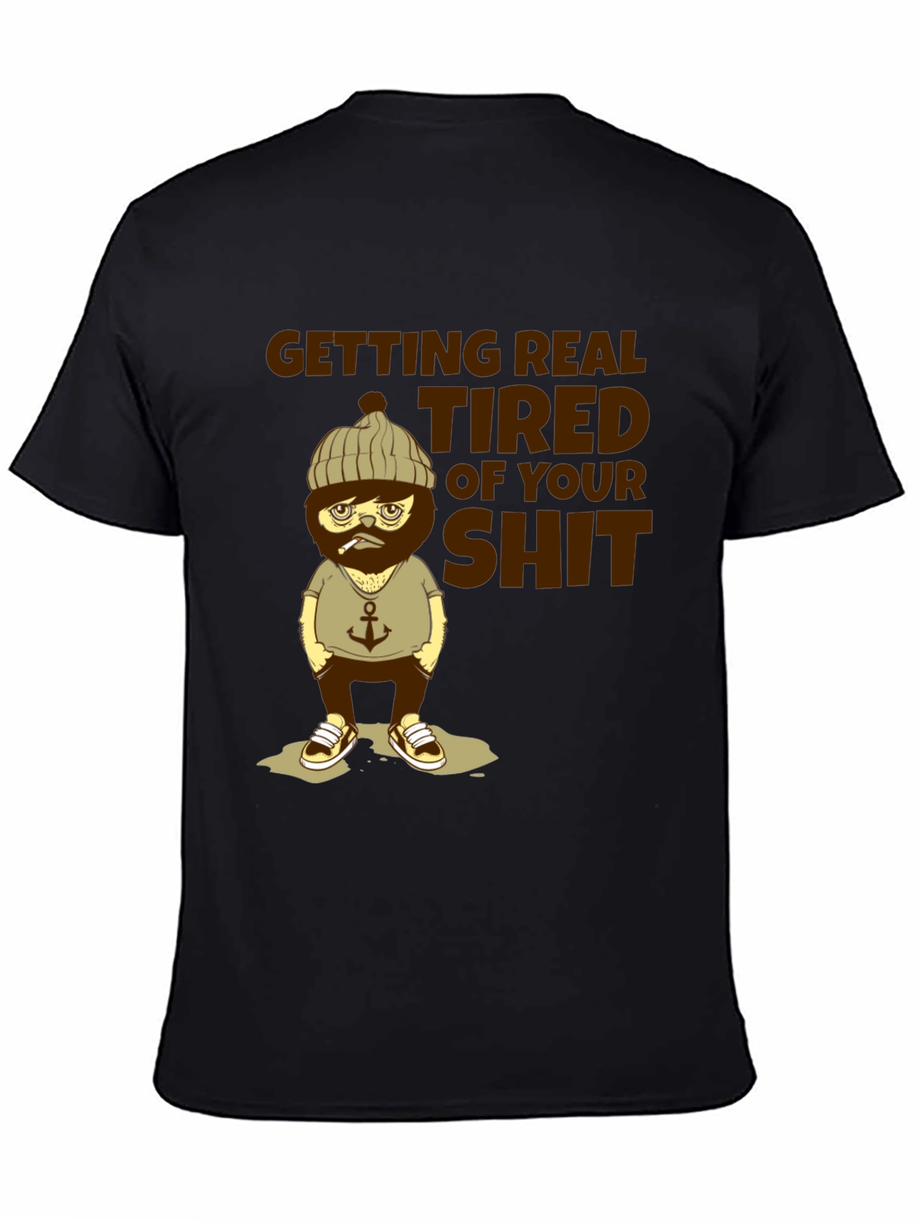 Black "Getting Real Tired" Graphic T-Shirt view 4