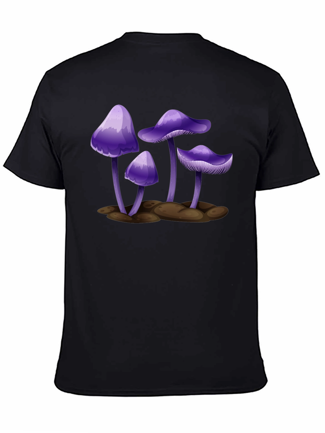 Black Purple Mushroom Graphic T-Shirt - Black view 4
