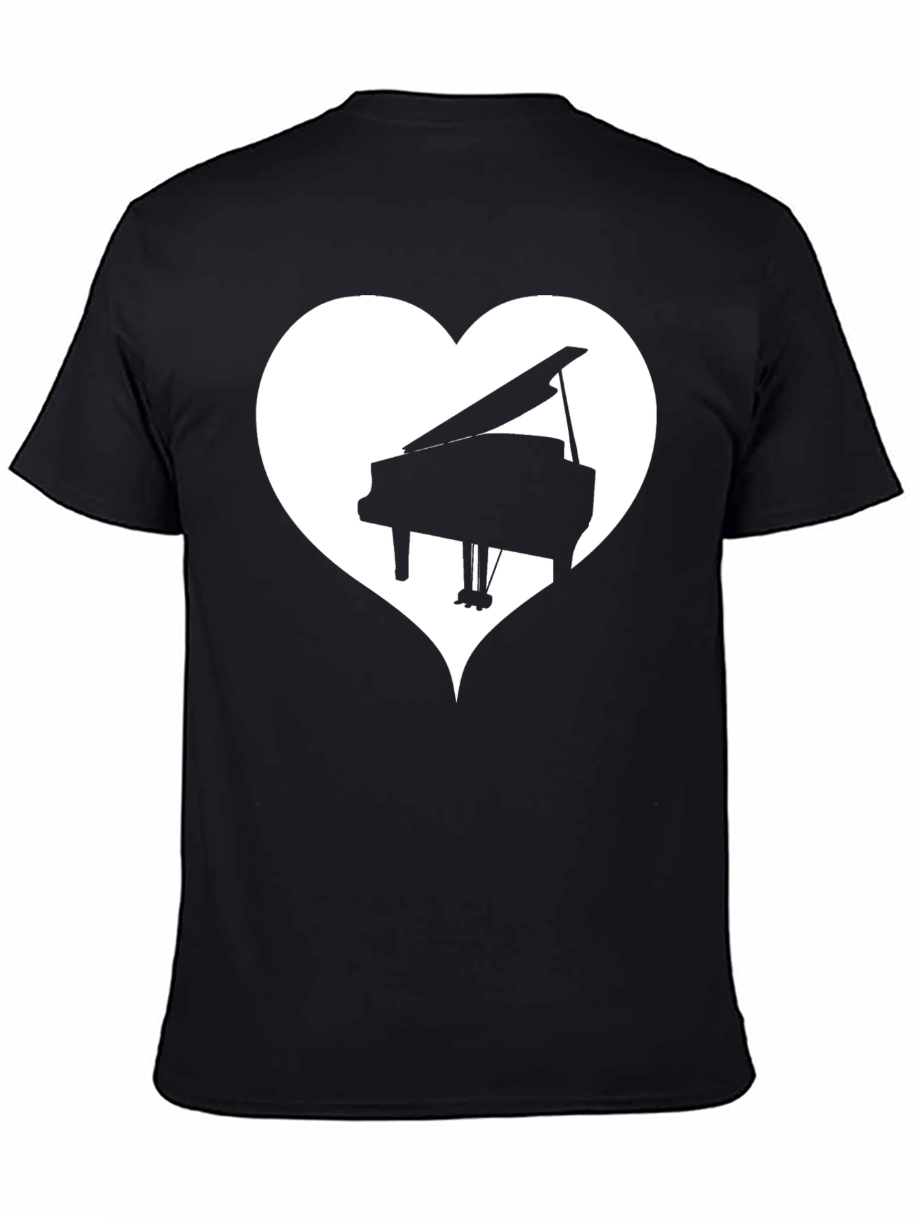 Black Piano Heart T-Shirt - Music Lover Tee view 4