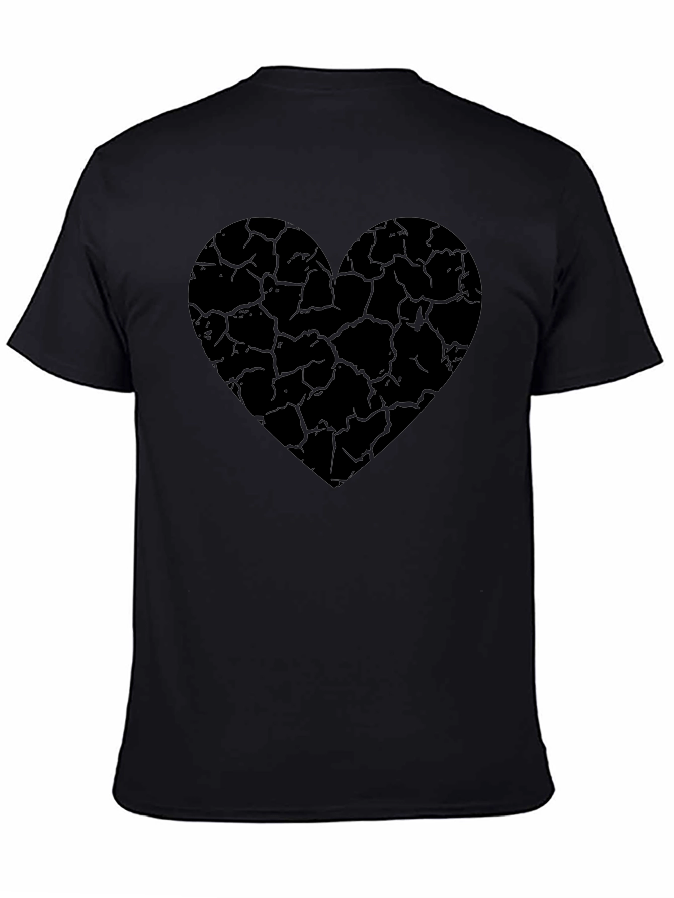 Black Cracked Heart Graphic Tee - Stylish Black Cotton T-Shirt view 4