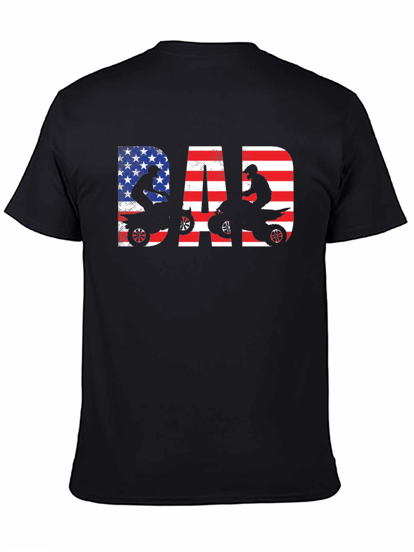 Black Dad ATV Rider American Flag T-Shirt view 4