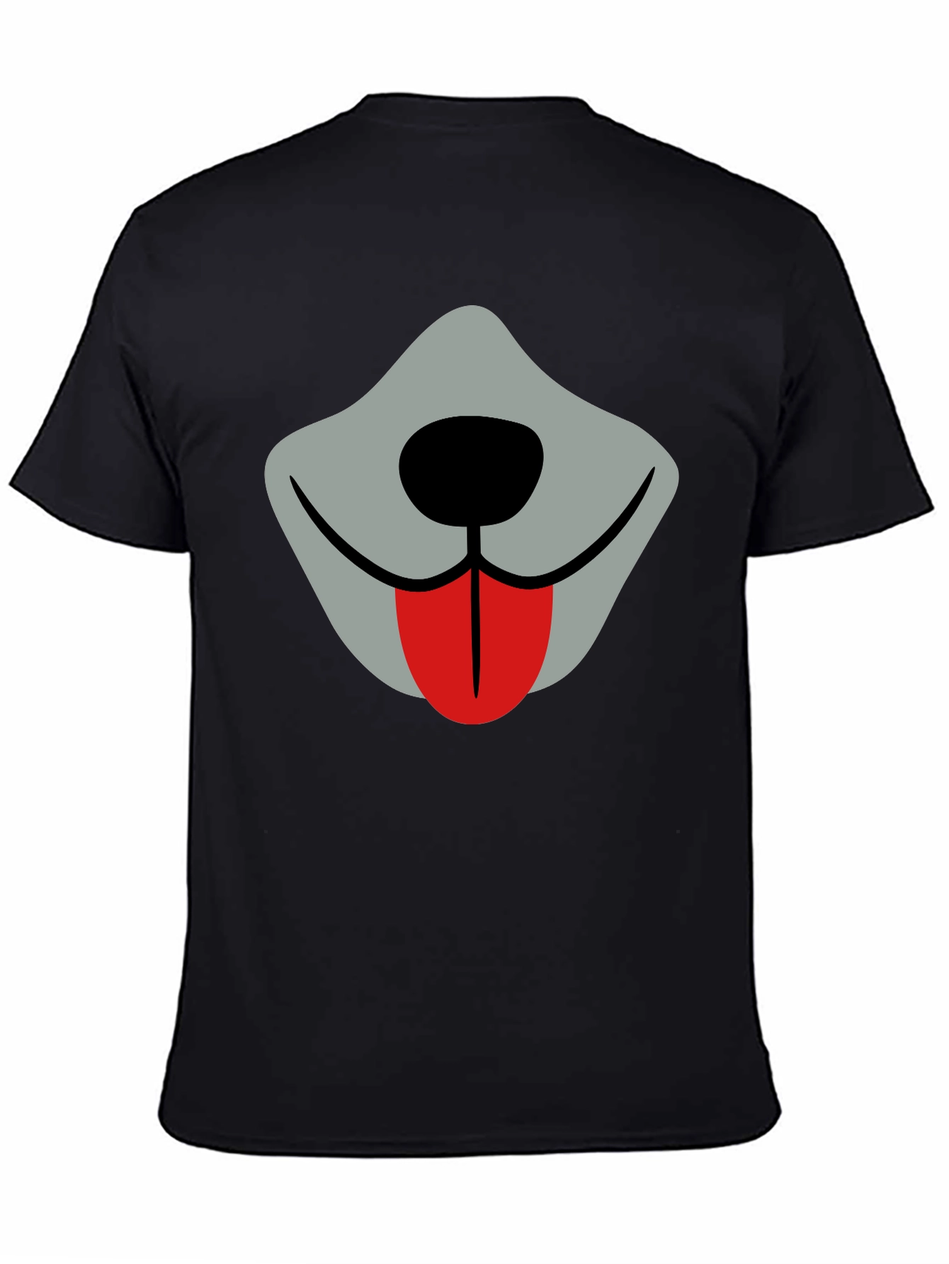 Black Funny Dog Face Graphic Tee - Black Crew Neck view 4