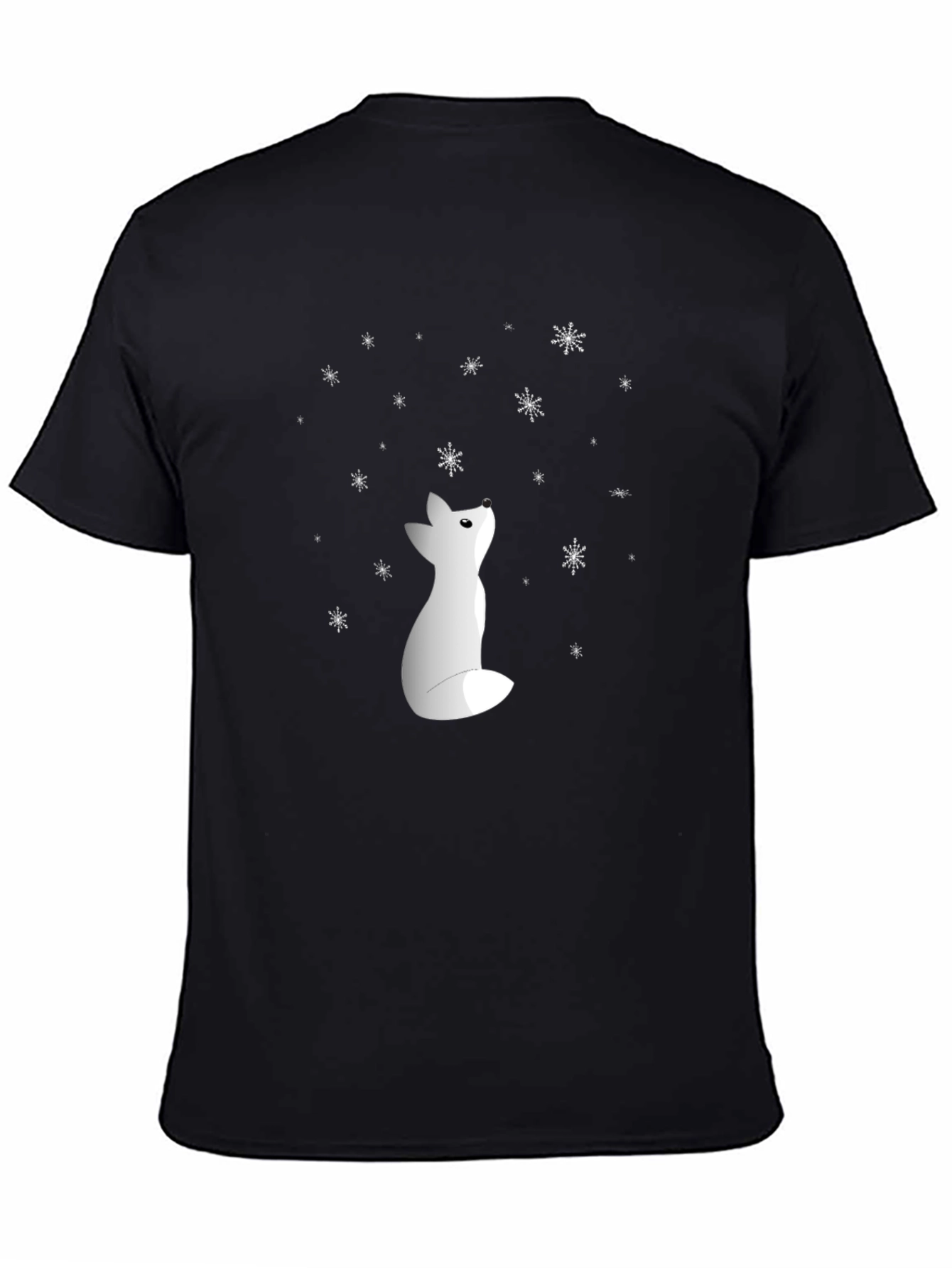 Black Snowy Fox Graphic Tee - Black Cotton Shirt view 4