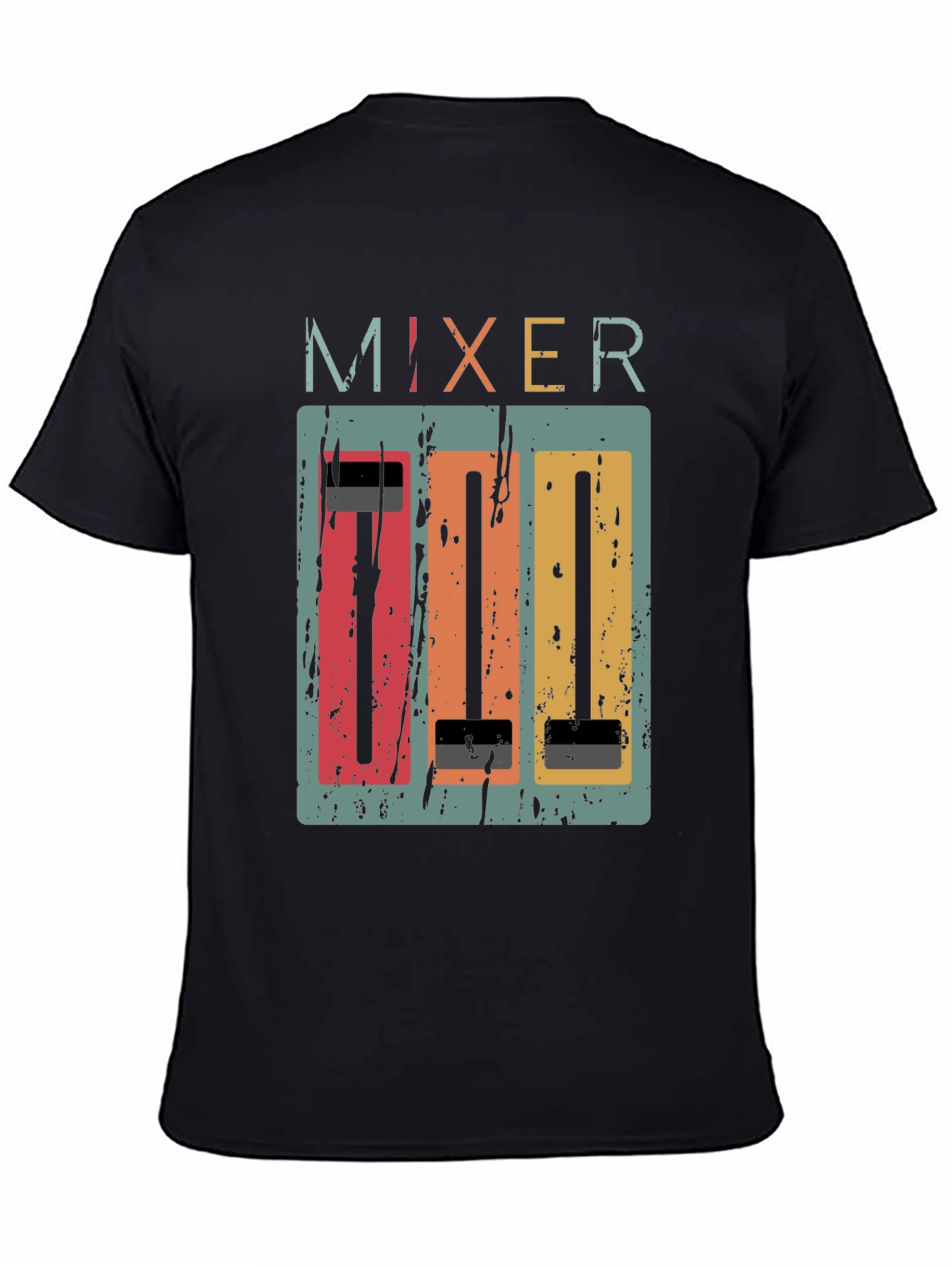 Black Retro Mixer Graphic Tee - Music Lover's T-Shirt view 4