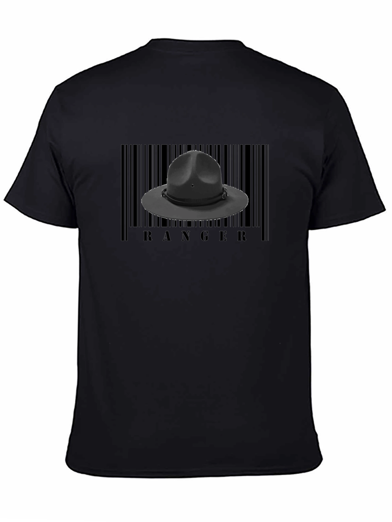 Black Ranger Hat Barcode T-Shirt - Unisex view 4