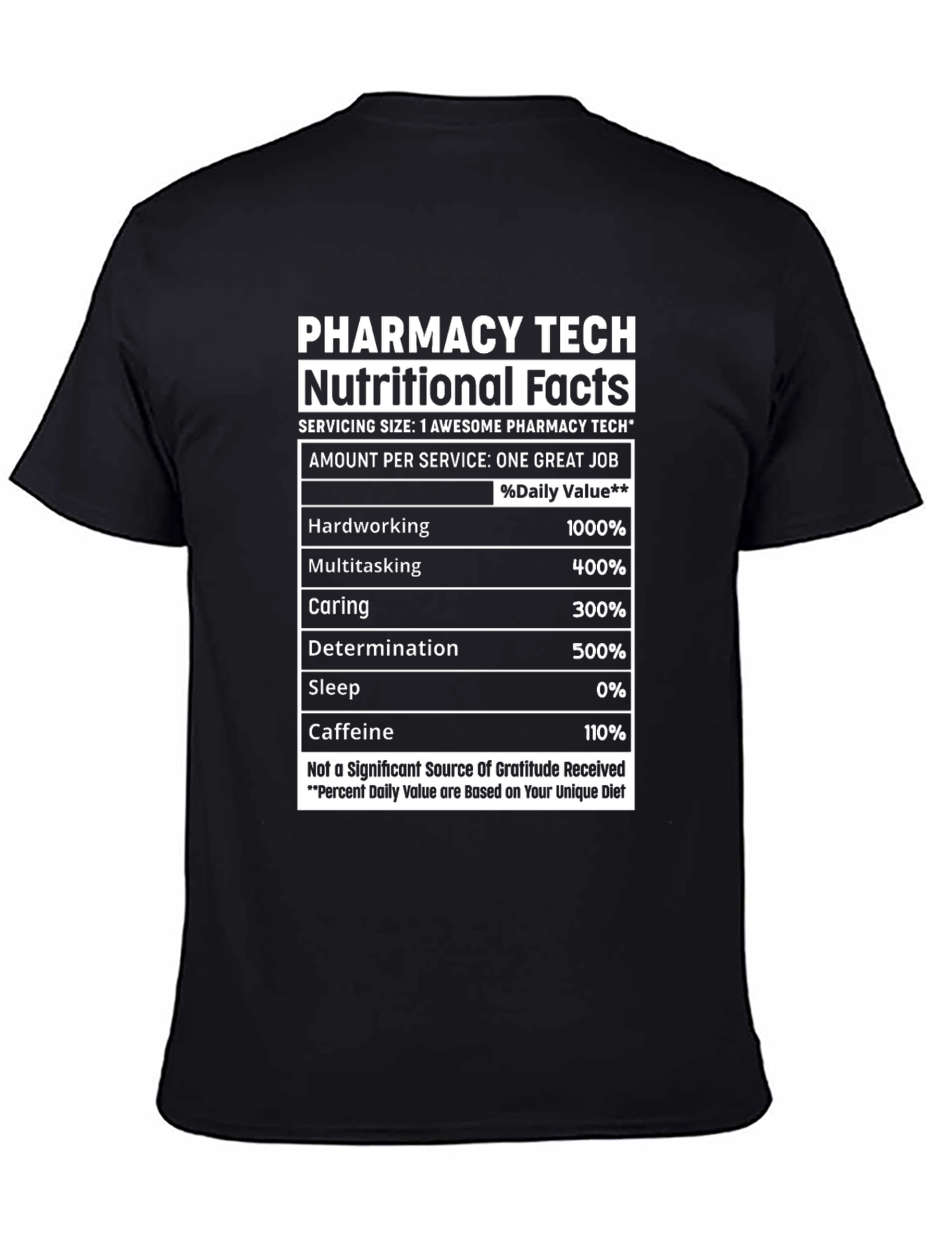 Black Pharmacy Tech Nutritional Facts T-Shirt view 4