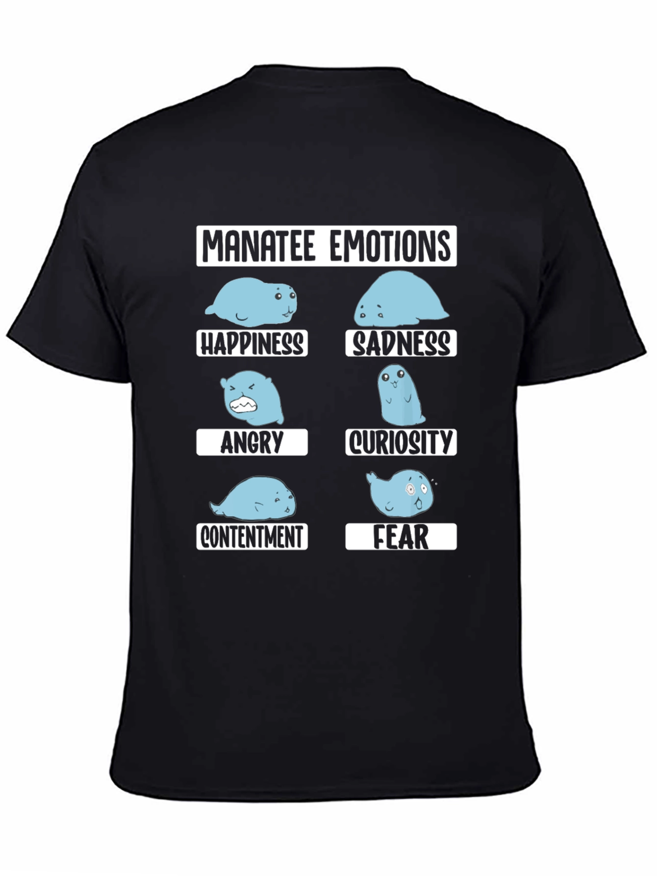 Black Manatee Emotions Graphic Tee view 4