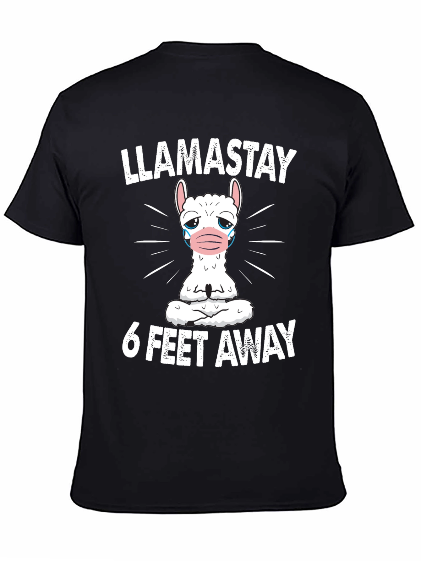 Black Llamastay 6 Feet Away Graphic T-Shirt view 4