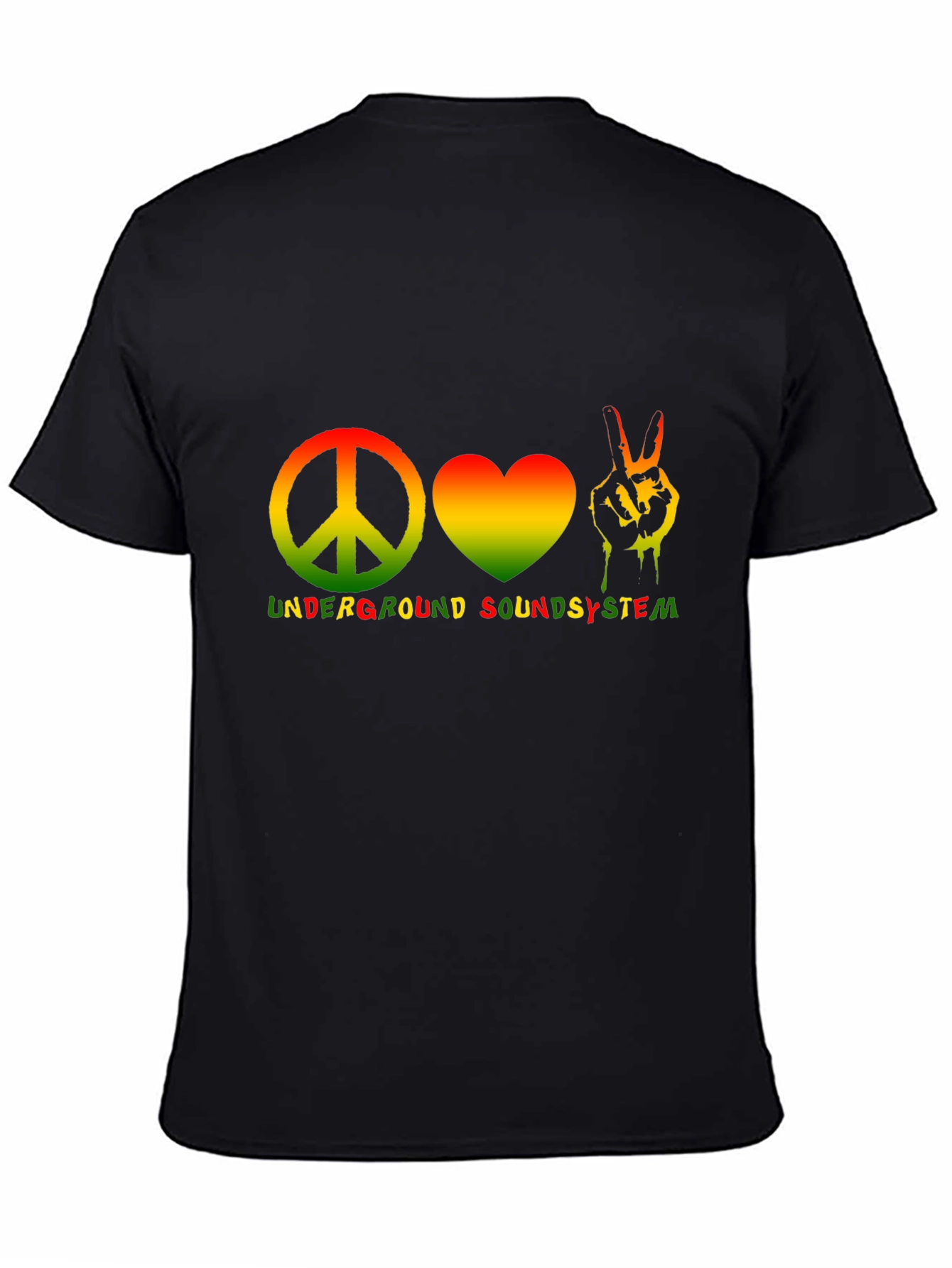Black Peace Love Music T-Shirt Underground Soundsystem Black view 4