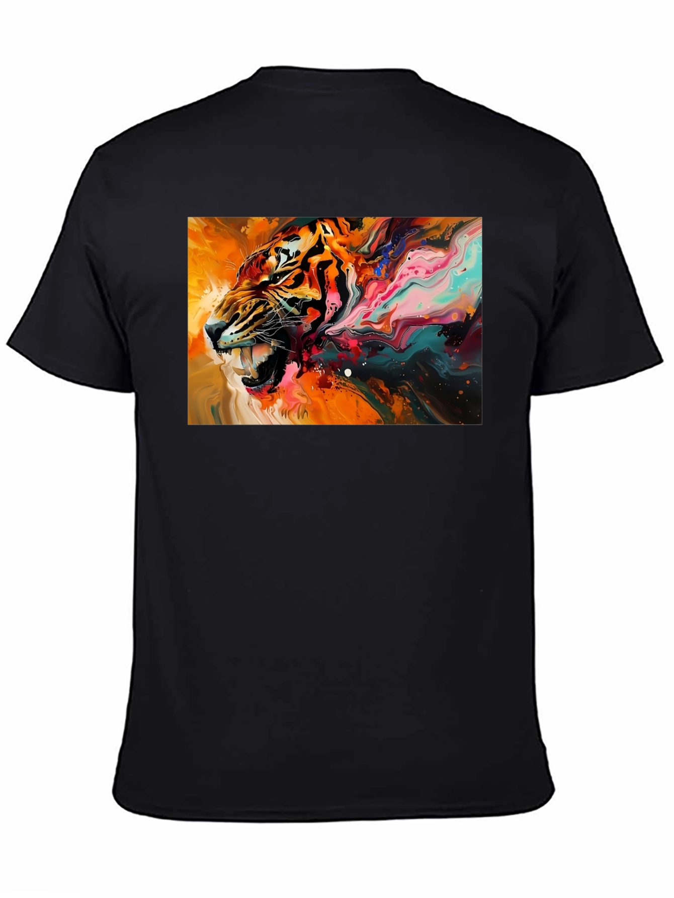 Black Roaring Tiger Graphic Black T-Shirt view 4