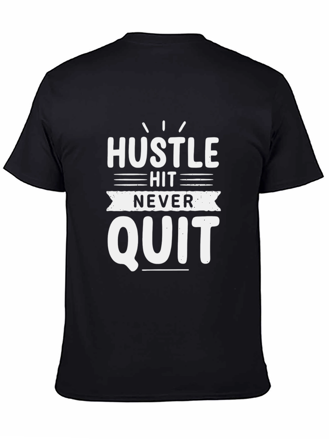 Black Hustle Never Quit Black Graphic Tee view 4