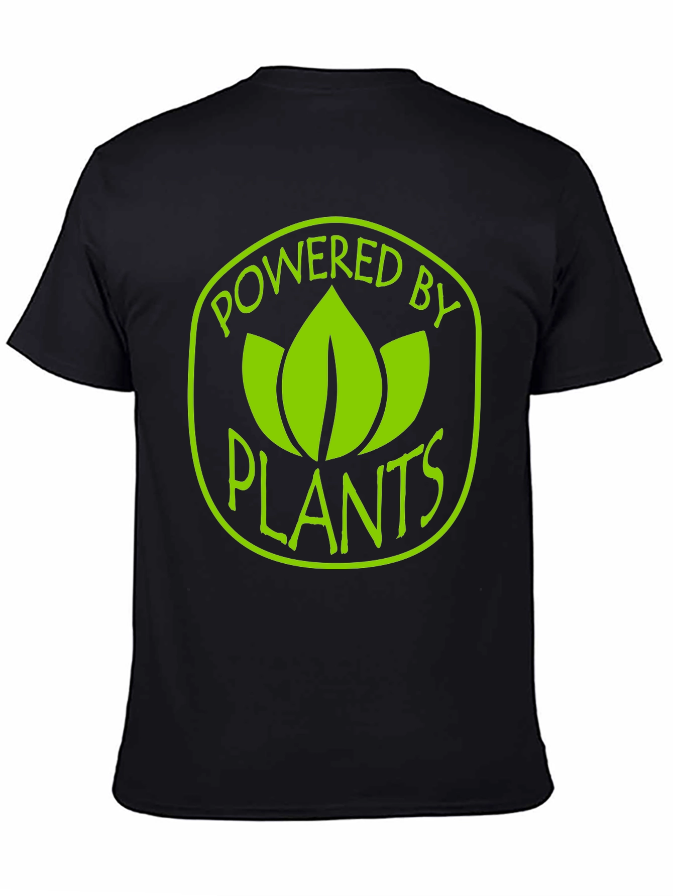 Black Powered By Plants T-Shirt - Vegan Lifestyle Tee view 4