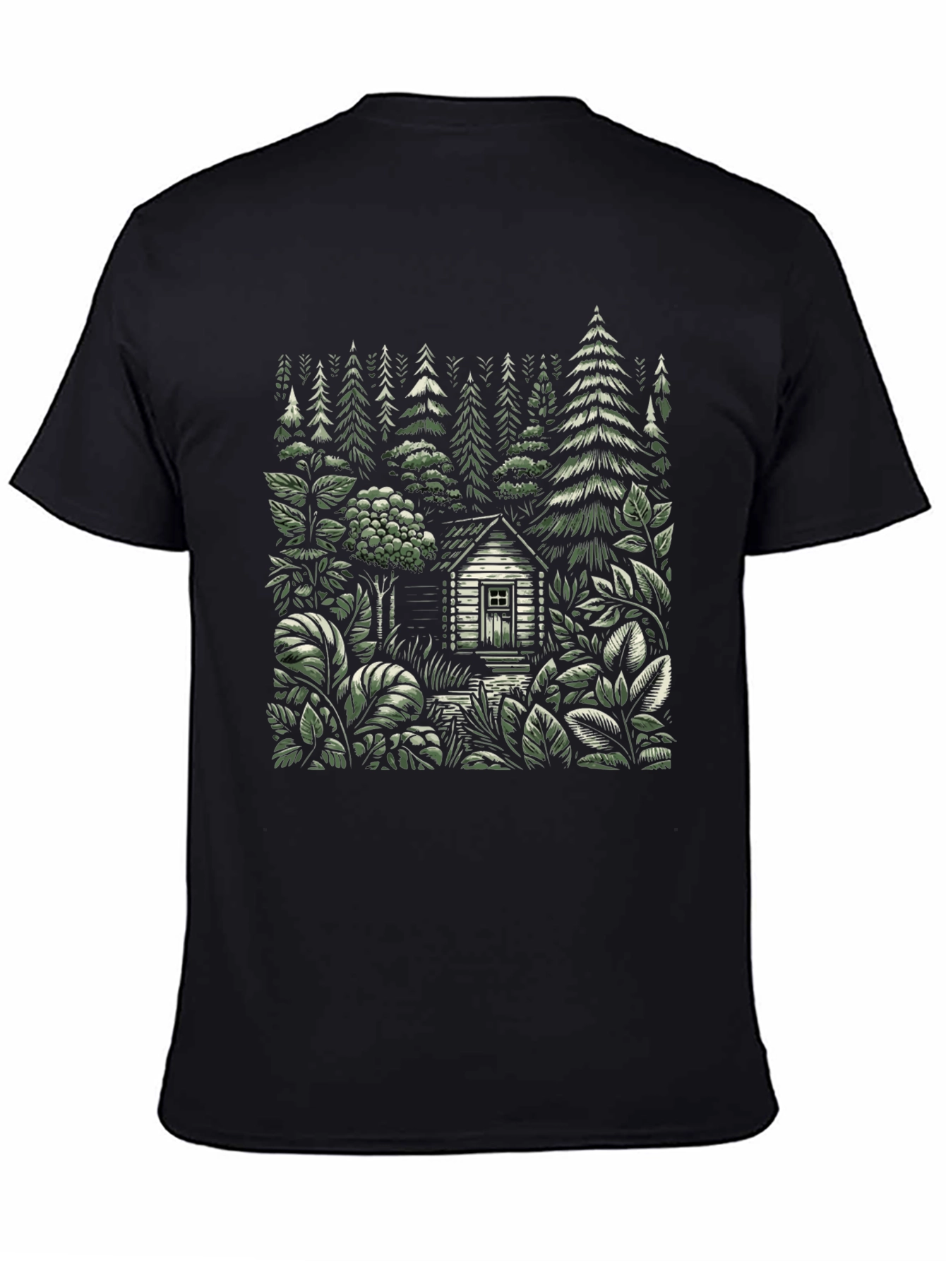 Black Cabin in the Woods Graphic Tee - Nature Lover Shirt view 4