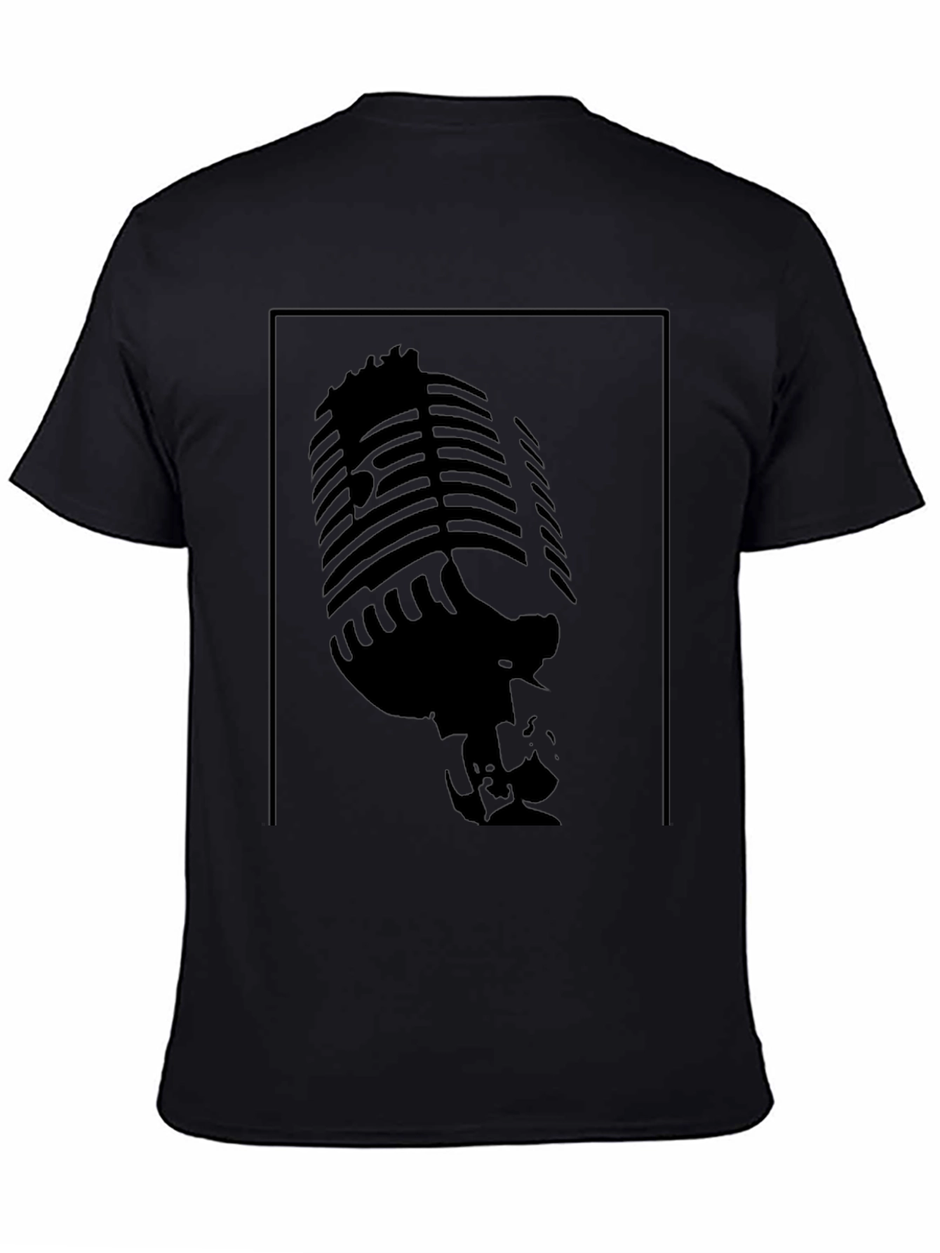 Black Vintage Microphone Graphic Tee - Retro Style view 4