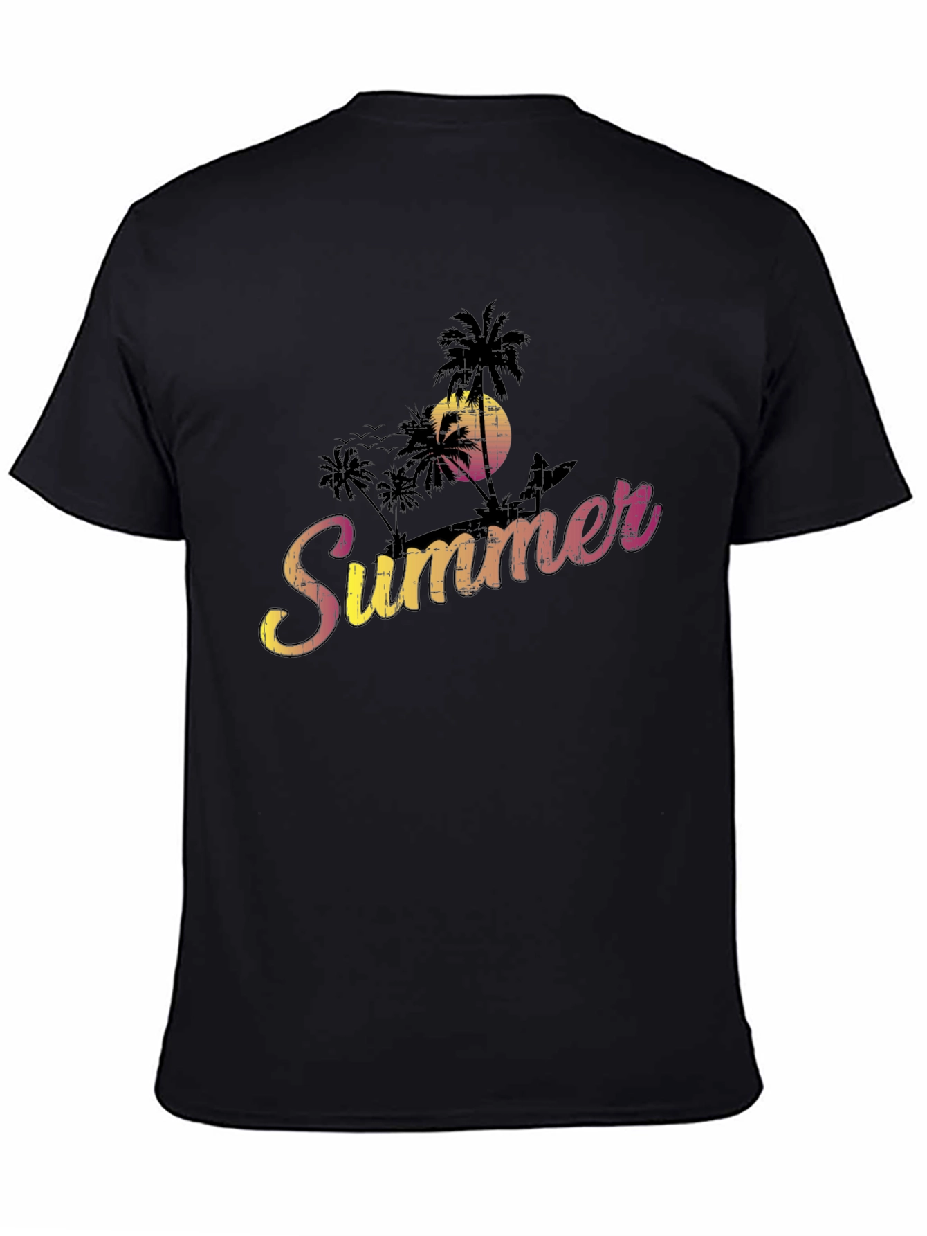 Black Summer Vibe Graphic Tee - Black Cotton Blend view 4