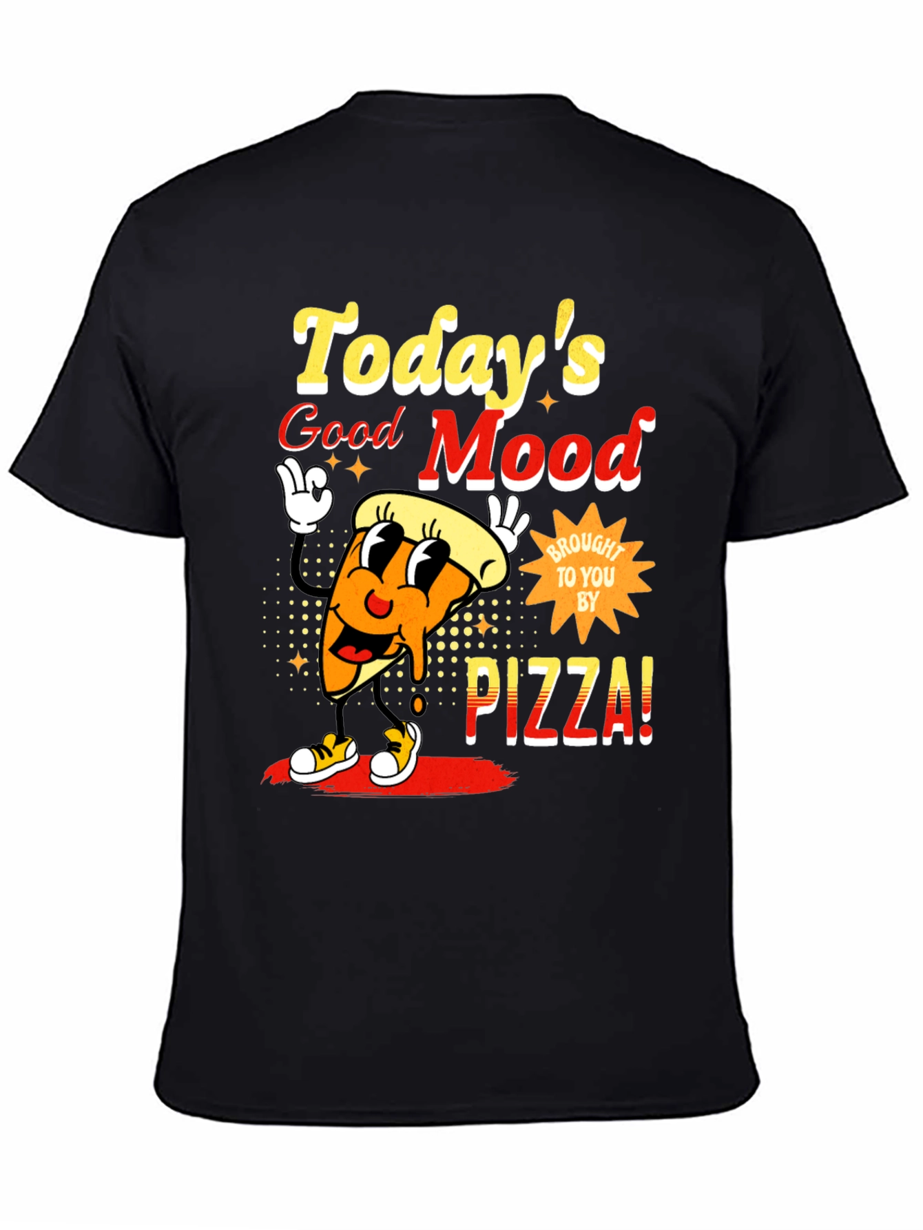 Black Today's Good Mood Pizza Graphic Tee view 4
