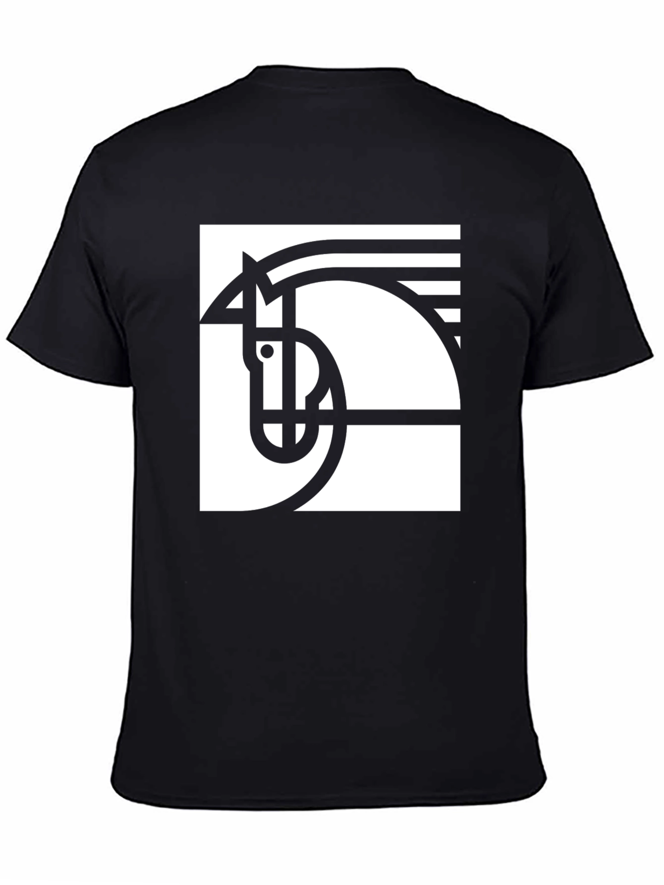 Black Abstract Horse Graphic Tee - Modern Art T-Shirt view 4