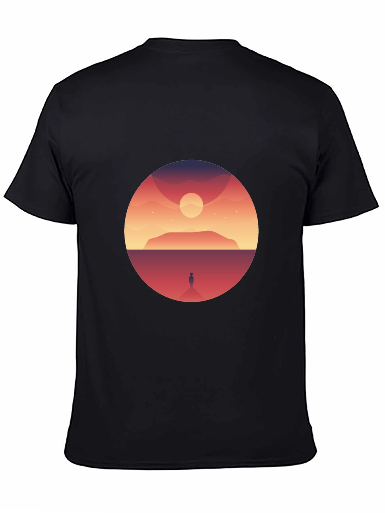 Black Sunset Silhouette Graphic Tee - Soft Cotton Blend view 4