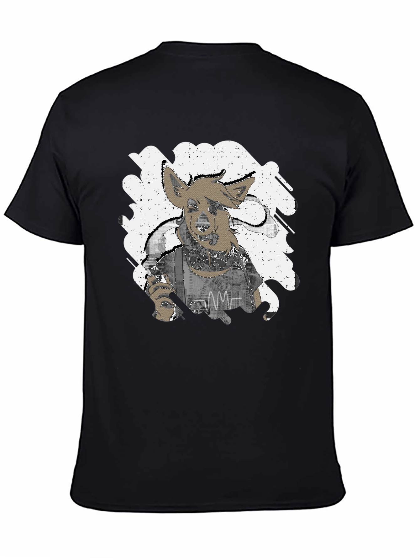 Black Unique Distressed Graphic Tee - Men's Black T-Shirt view 4