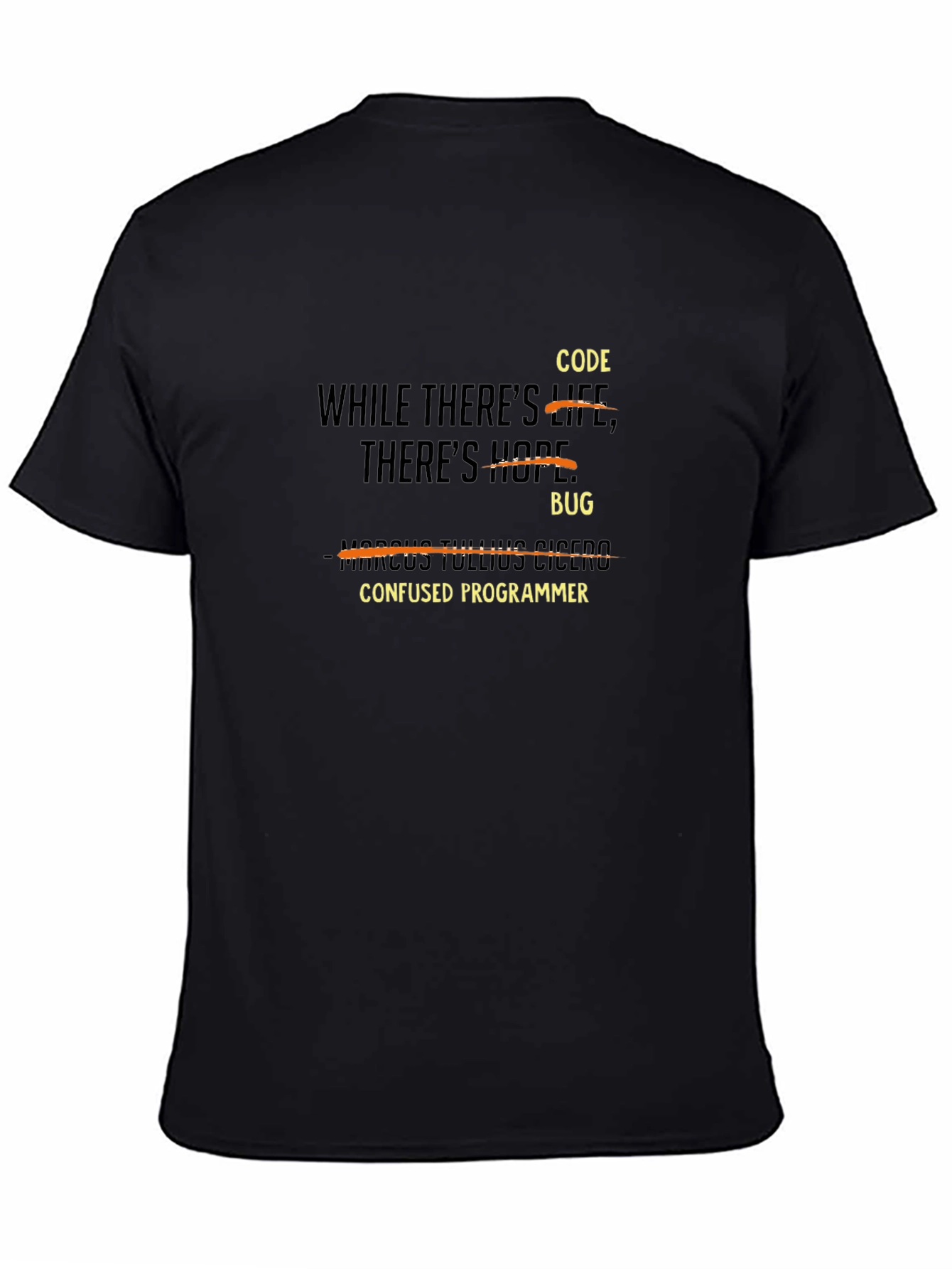 Black Confused Programmer Humor T-Shirt view 4