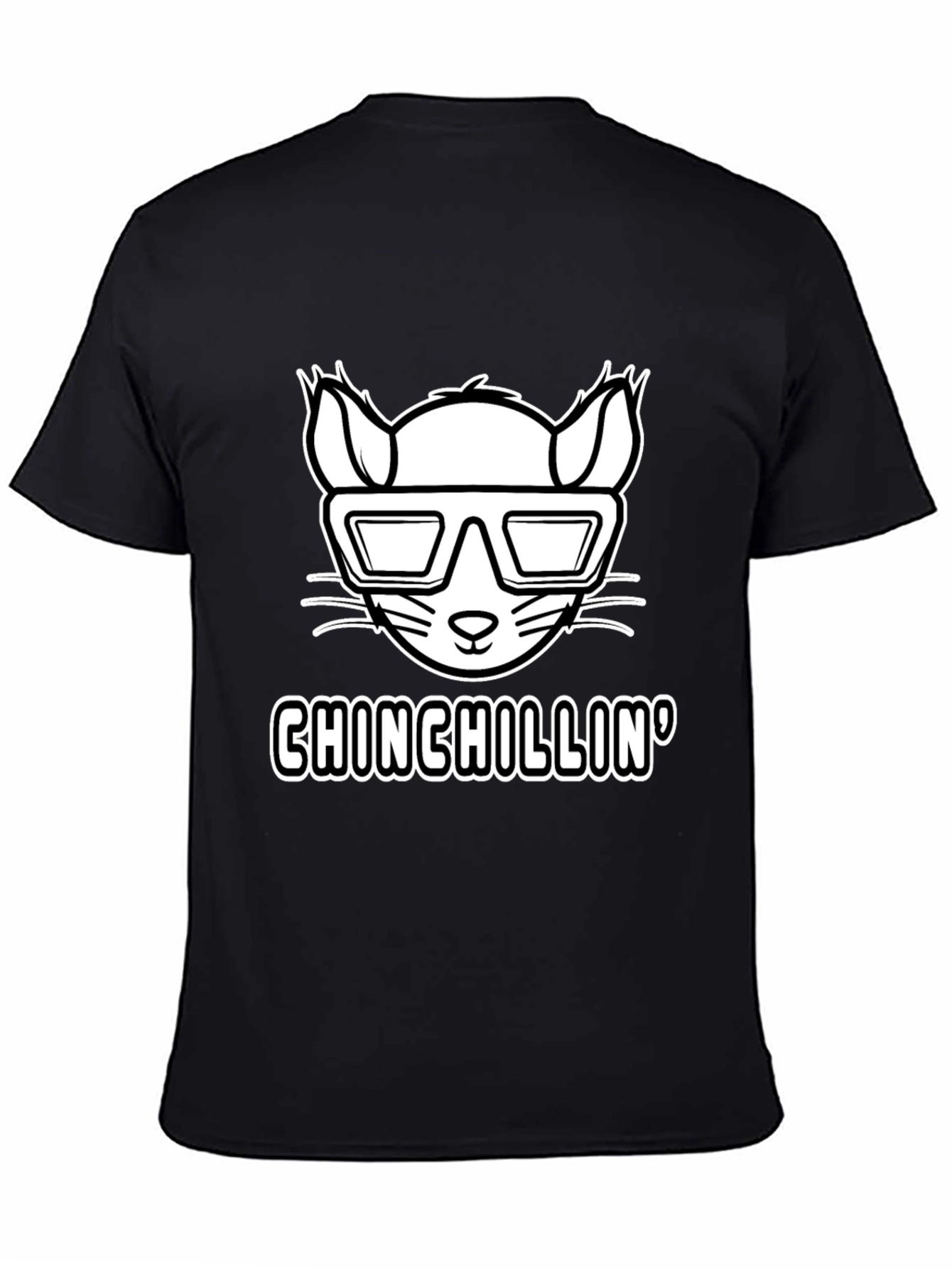 Black Chinchillin' T-Shirt - Cool Rodent Design view 4