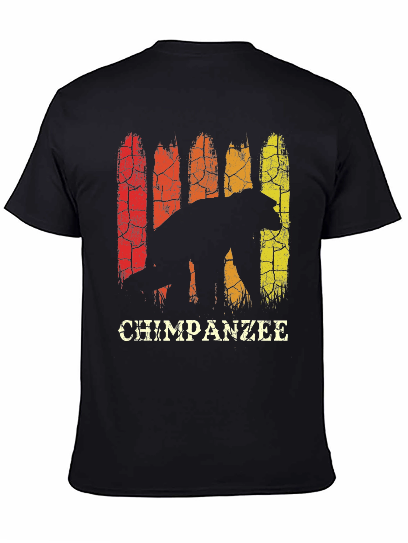 Black Chimpanzee Silhouette Retro Style Graphic T-Shirt view 4