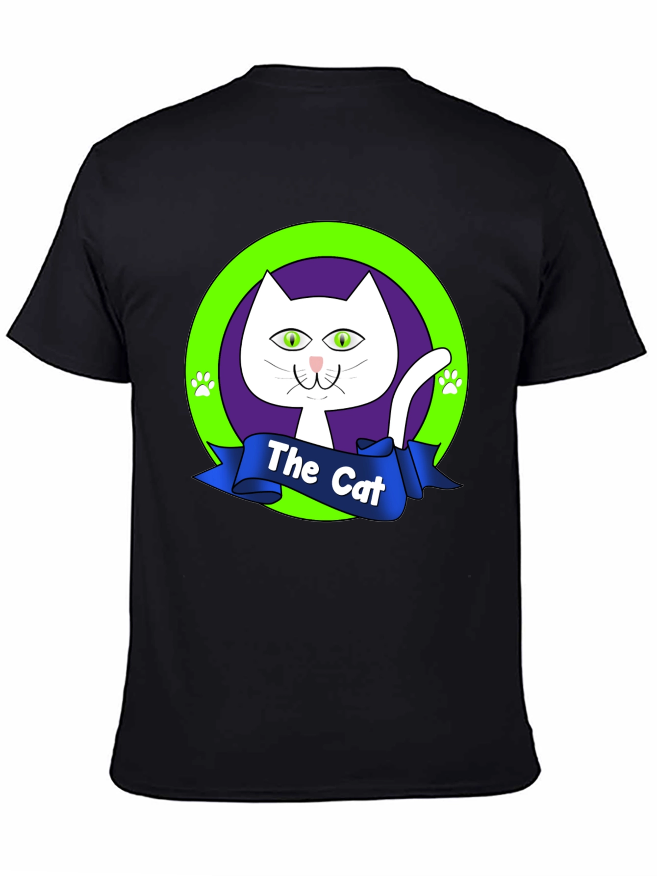 Black The Cat Graphic Tee - Purrfectly Stylish Black T-Shirt view 4