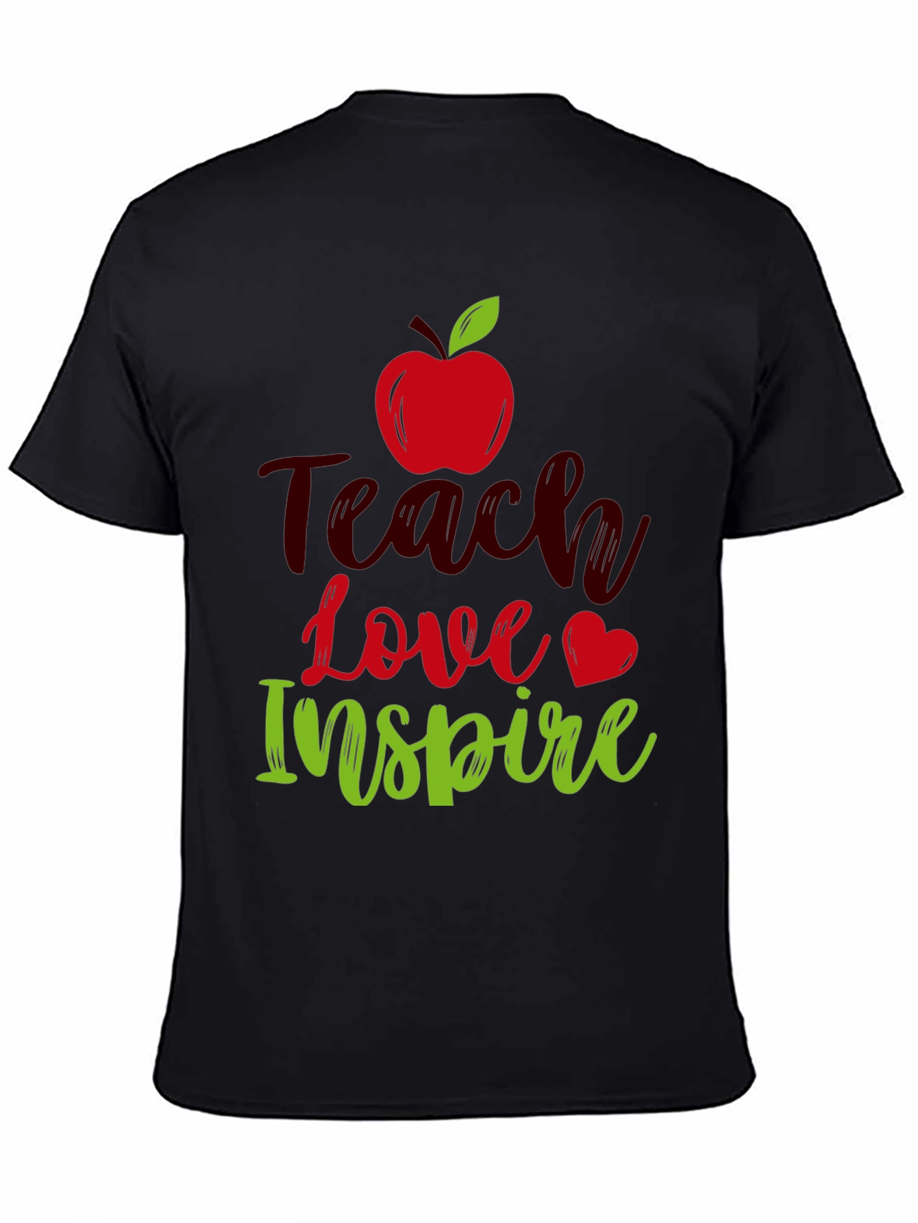 Black Teach Love Inspire T-Shirt Teacher Appreciation Gift view 4