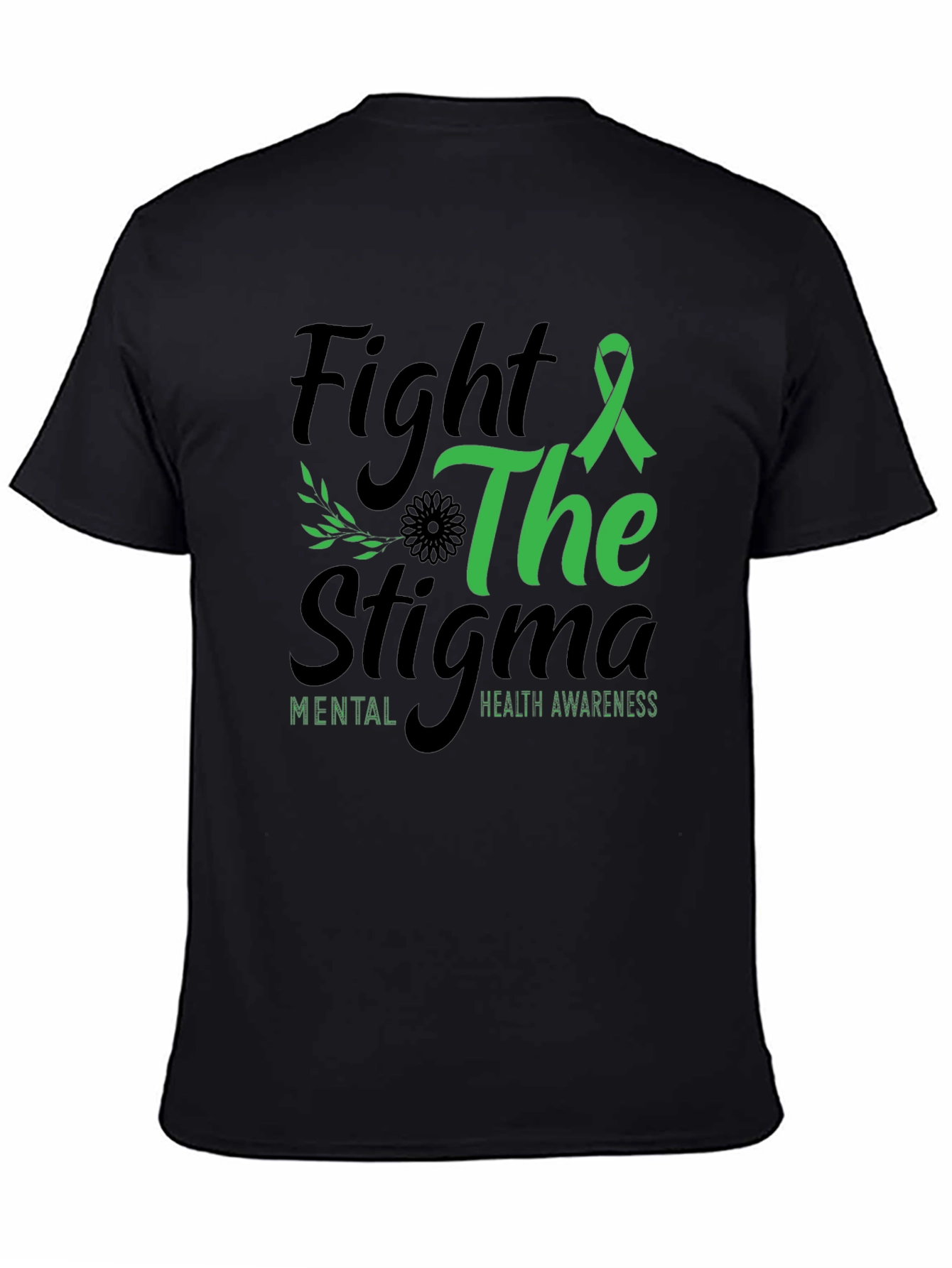 Black Fight the Stigma Mental Health Awareness T-Shirt view 4