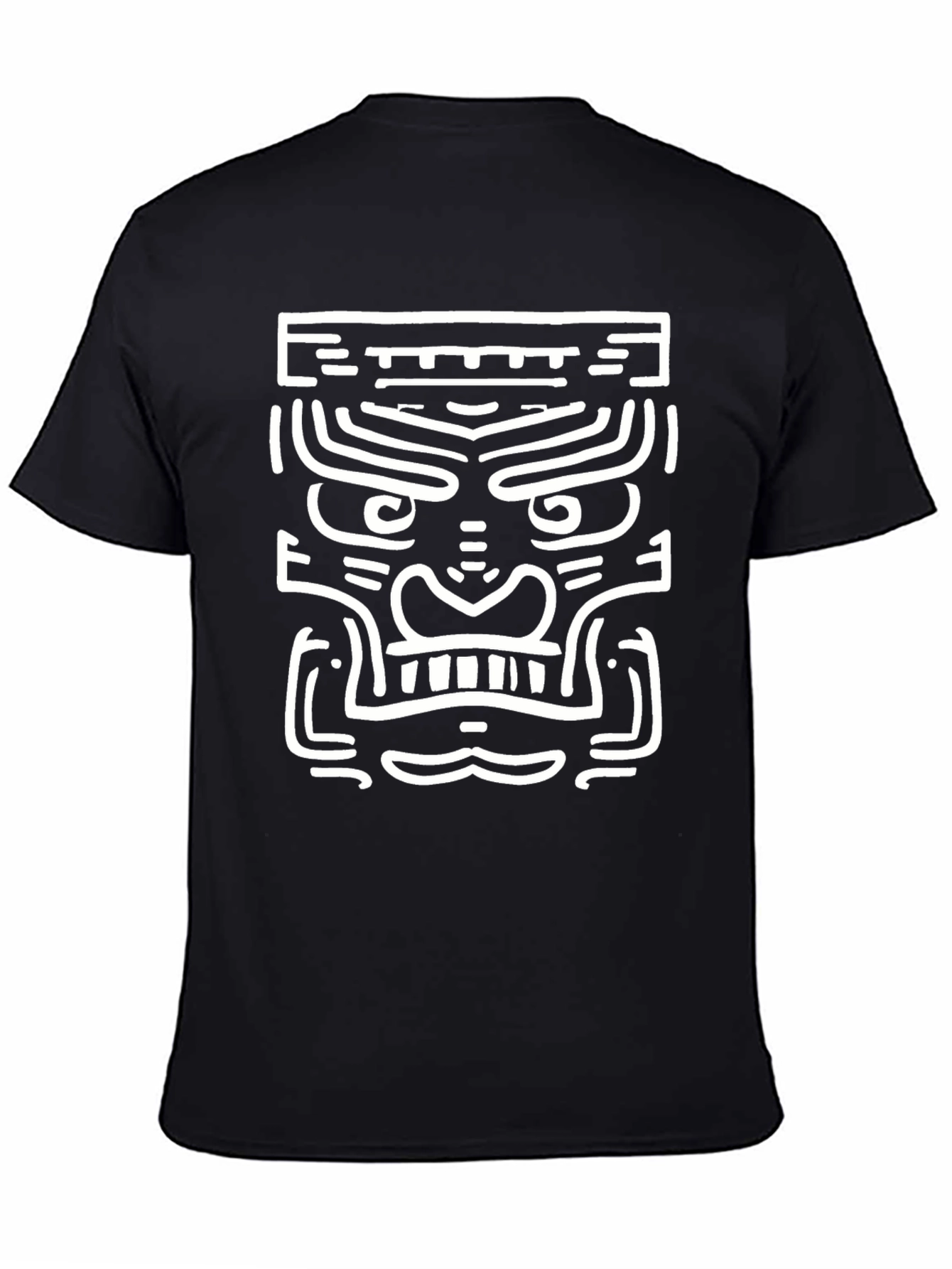 Black Tribal Mask Graphic Tee - Stylish Men's Black T-Shirt view 4