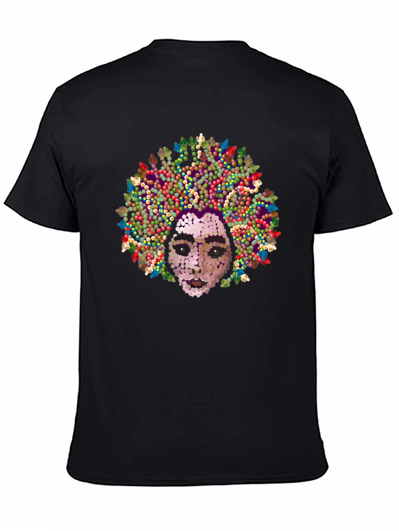Black Abstract Afro Face Black T-Shirt view 4
