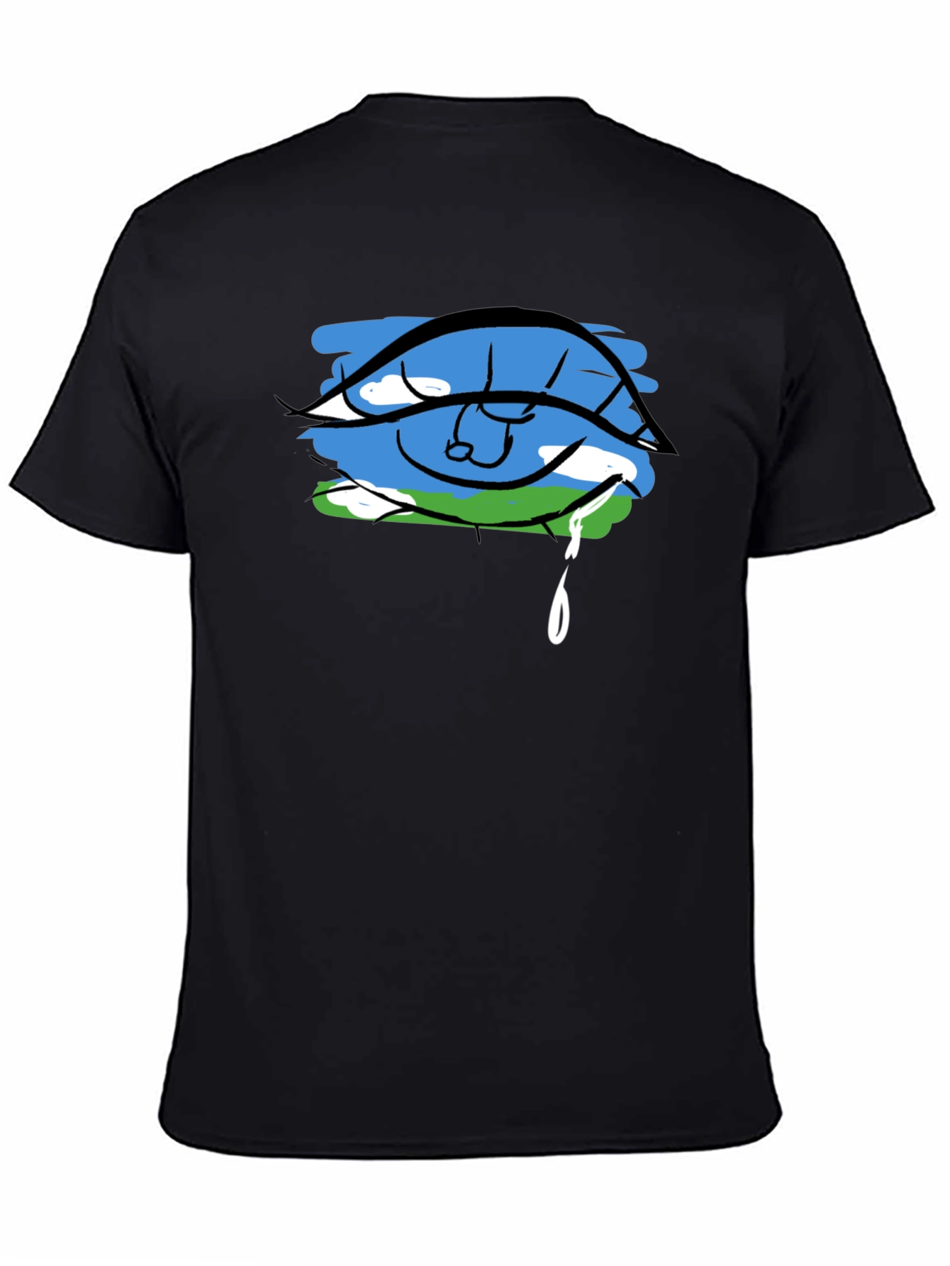 Black Eye Crying Earth Graphic Black T-Shirt view 4