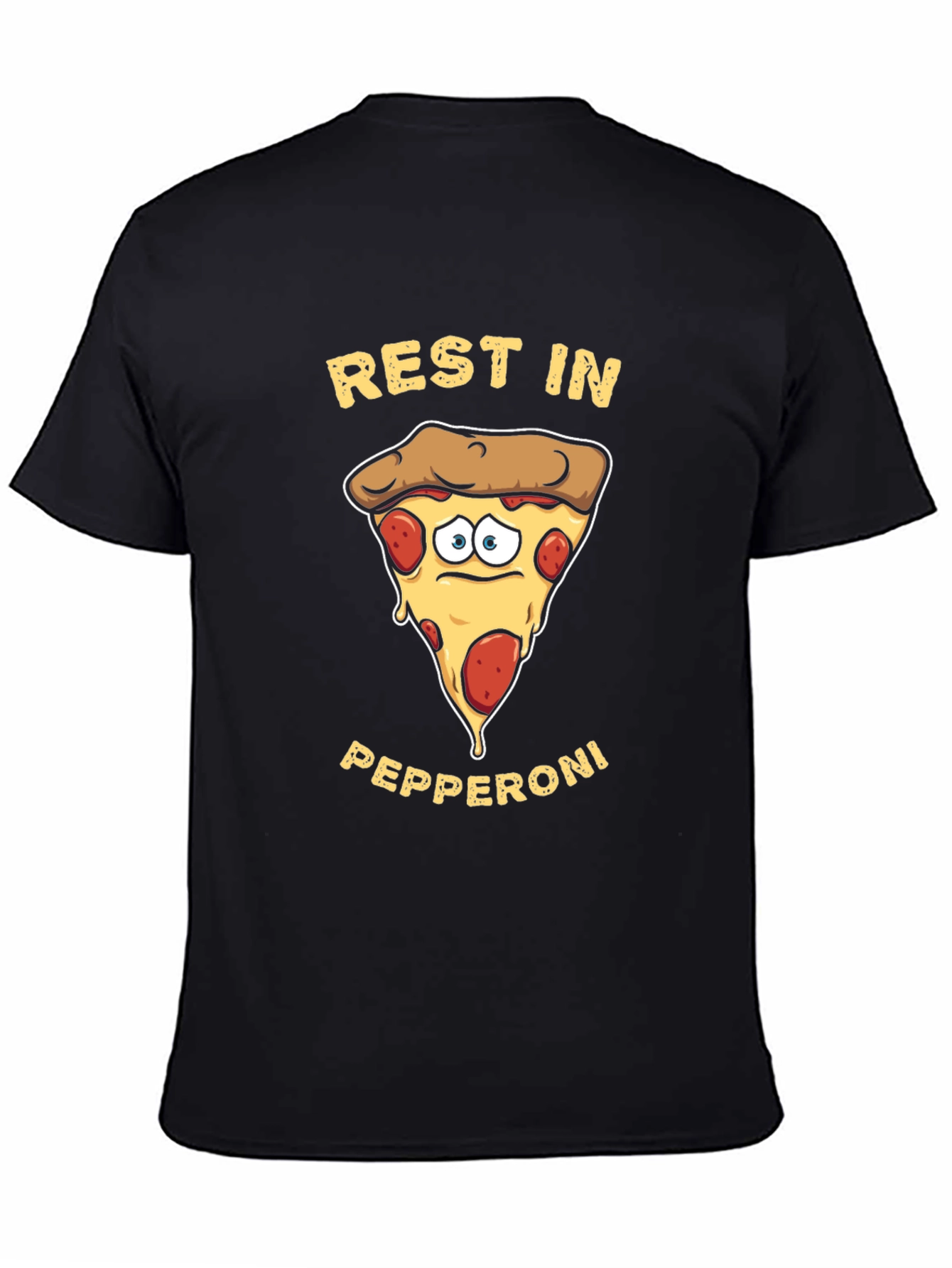 Black Rest in Pepperoni Funny Graphic T-Shirt view 4